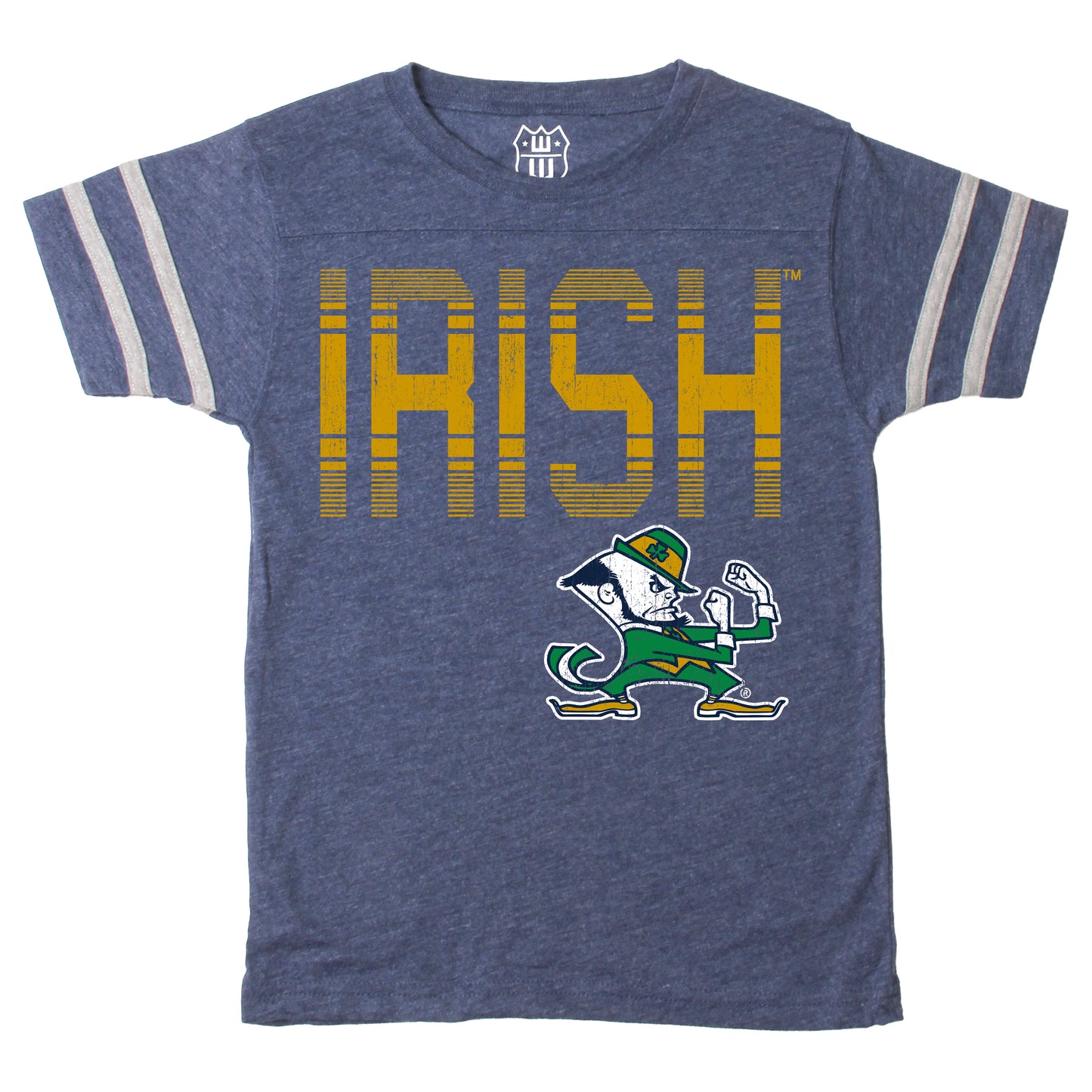Notre Dame Fighting Irish Youth Boys Charcoal Sleeve Stripe SS Tee