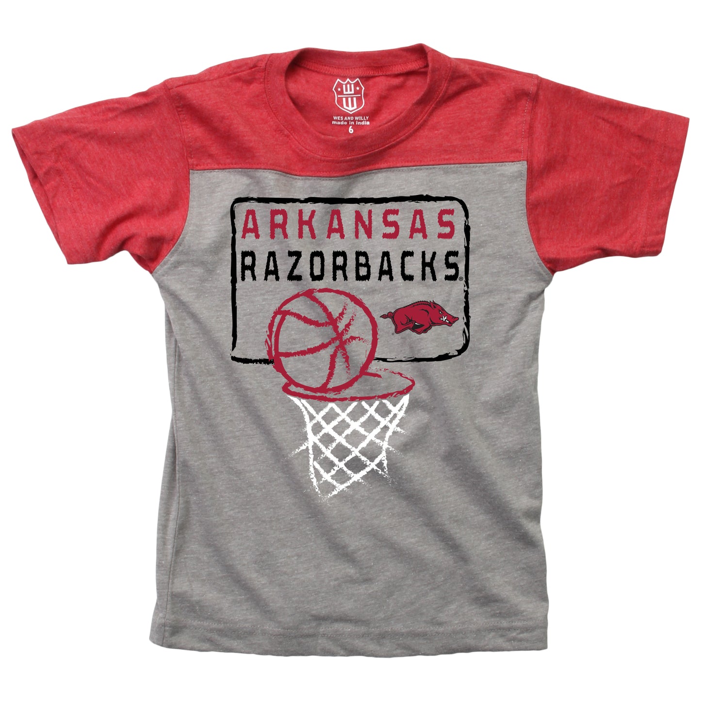 Arkansas Razorbacks Youth Basketball Yoke Tee