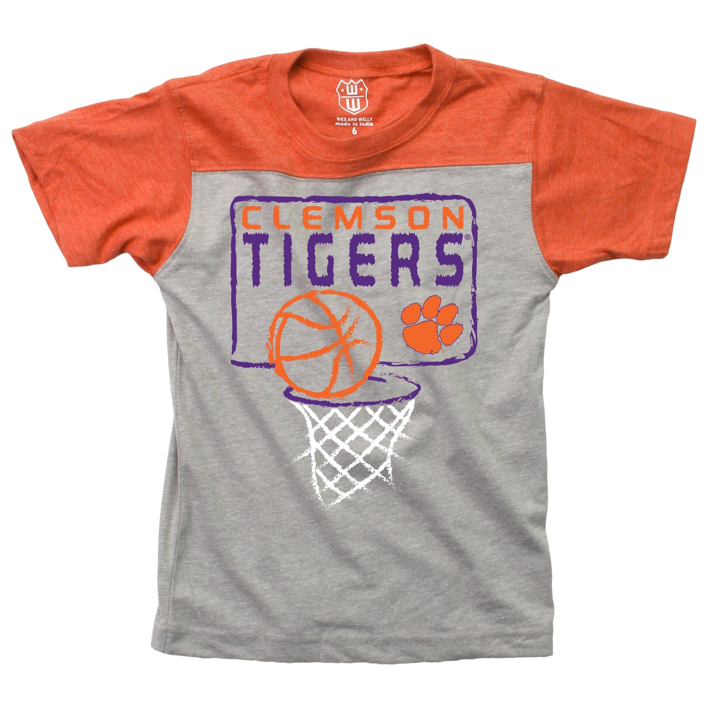 Clemson Tigers Youth Basketball Yoke Tee