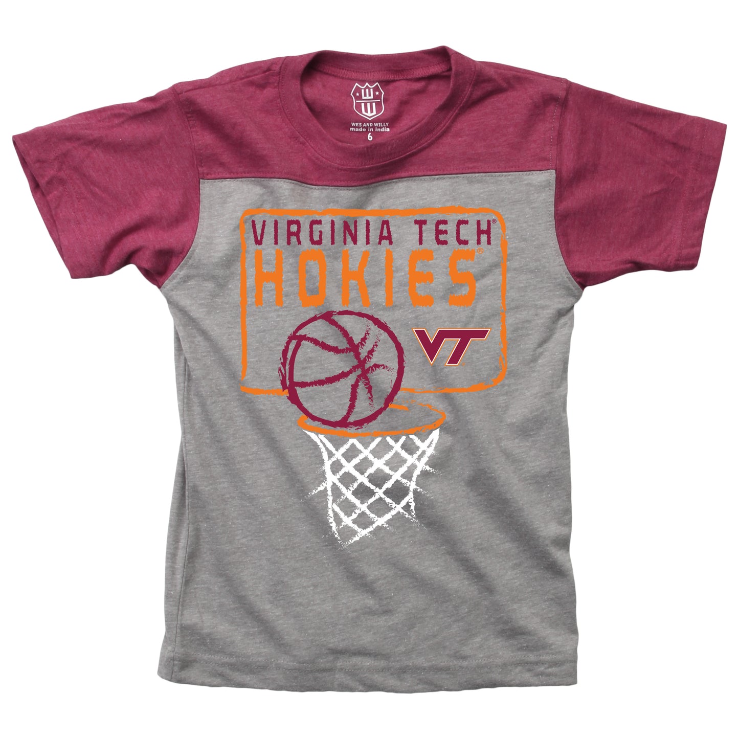 Virginia Tech Hokies Youth Basketball Yoke Tee