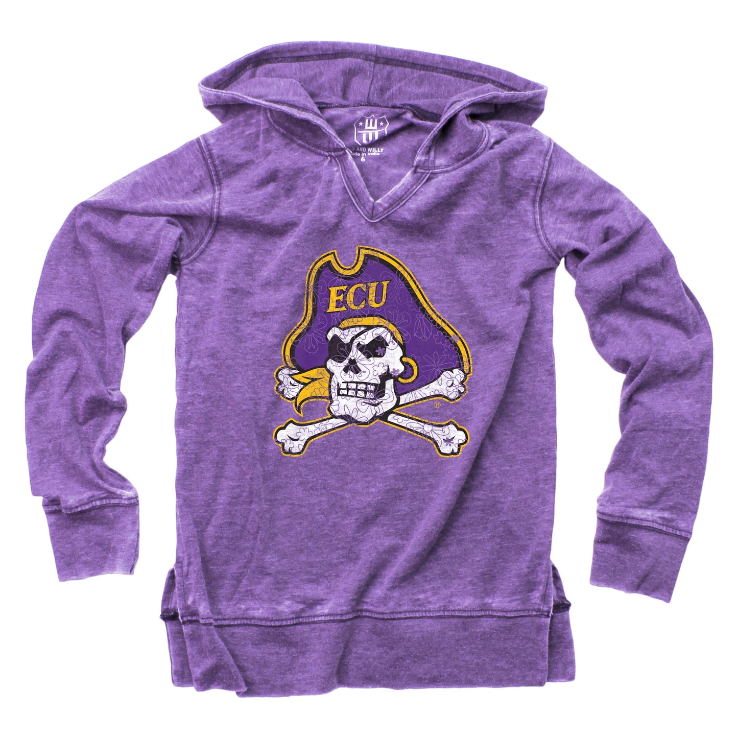 ECU Pirates Youth Girls Burn Out Hoodie