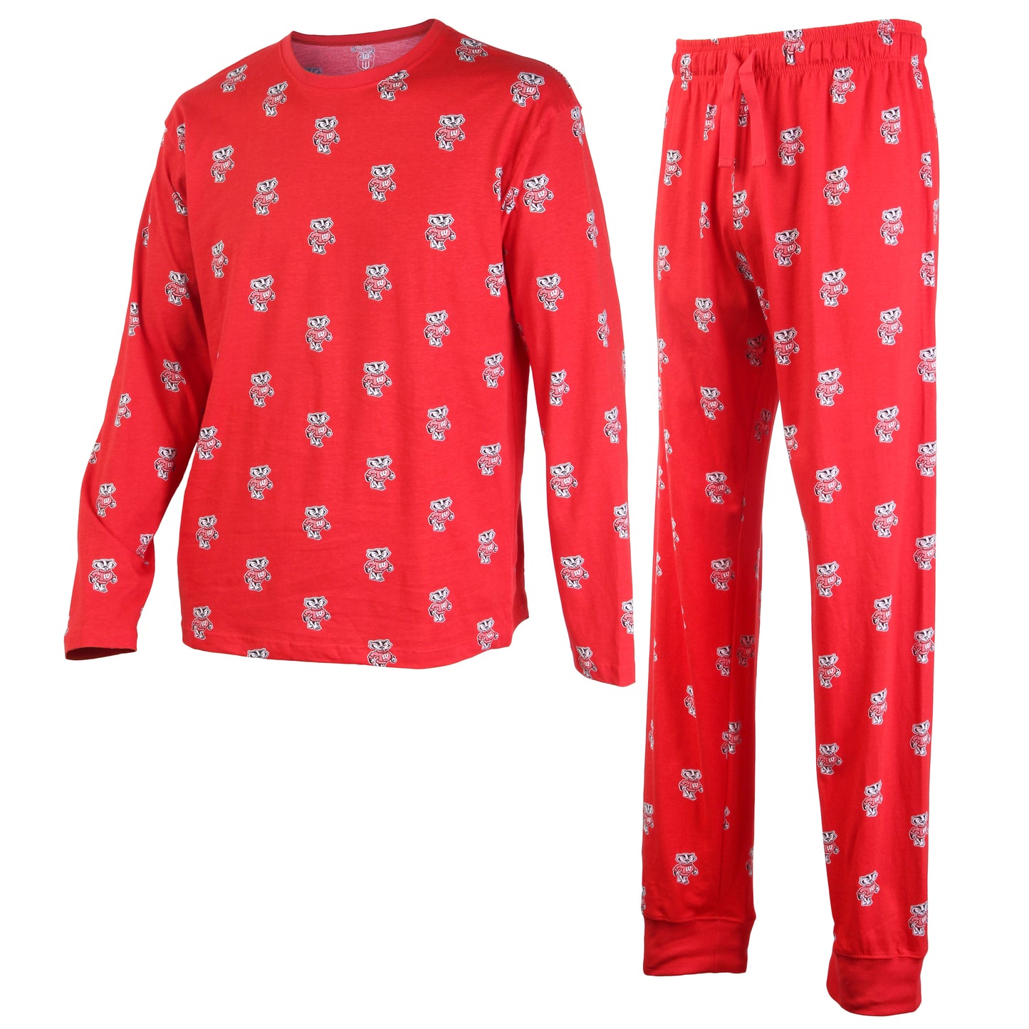 Wisconsin Badgers Men's All-Over Logo Print LS PJ