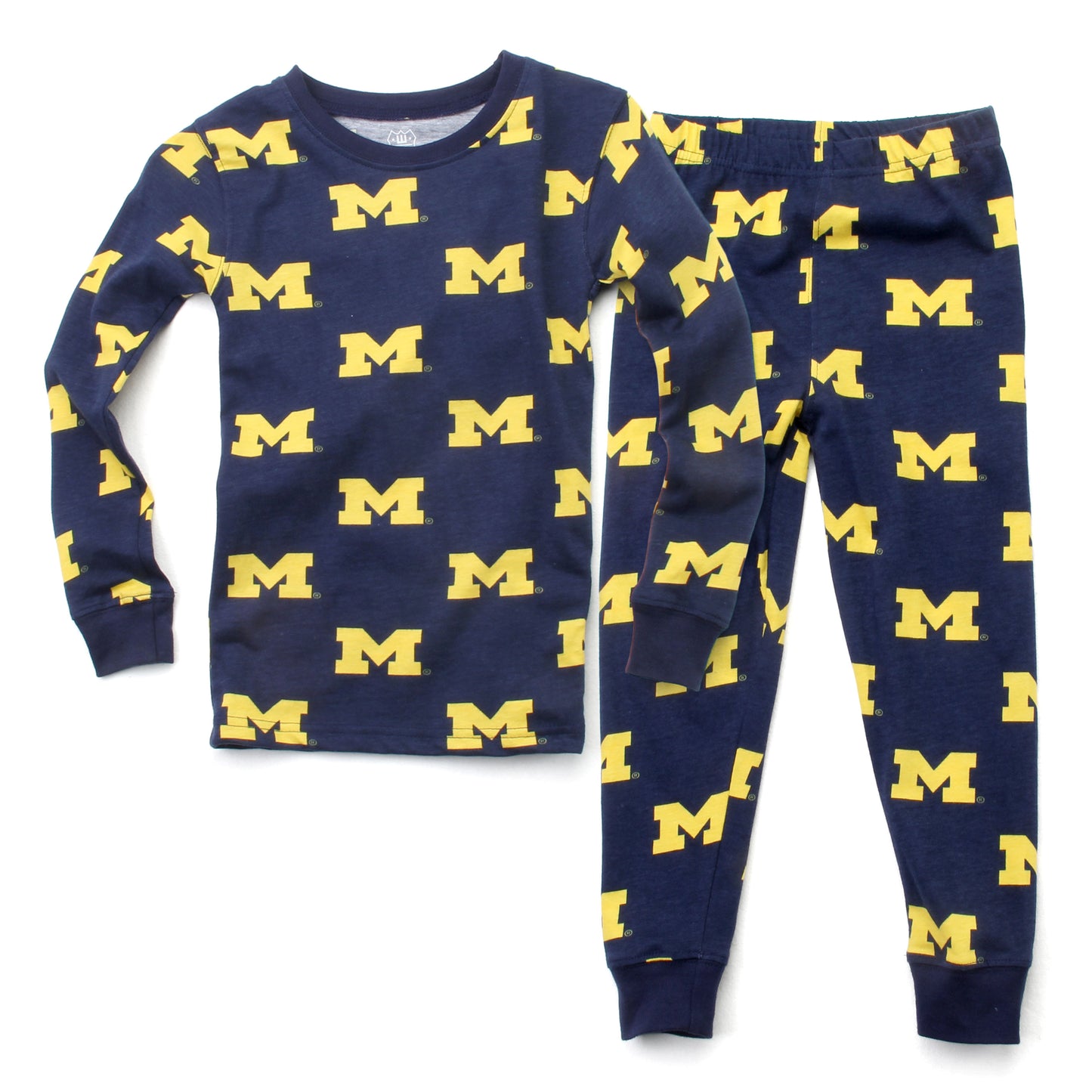 Michigan Wolverines Kids Long Sleeved Allover Print Pajamas