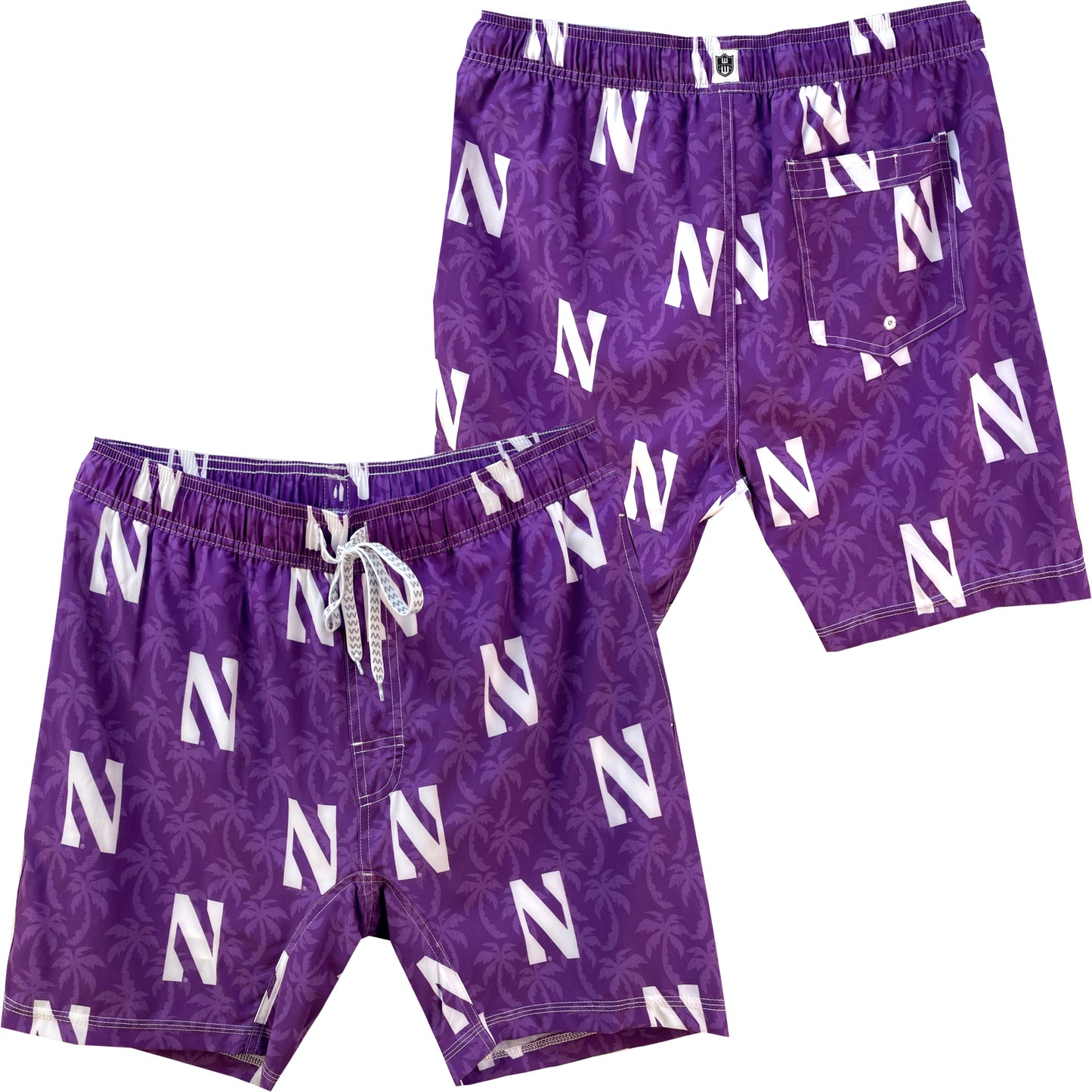 Northwestern Wildcats Men's Palm Tree Tech Swim Trunks
