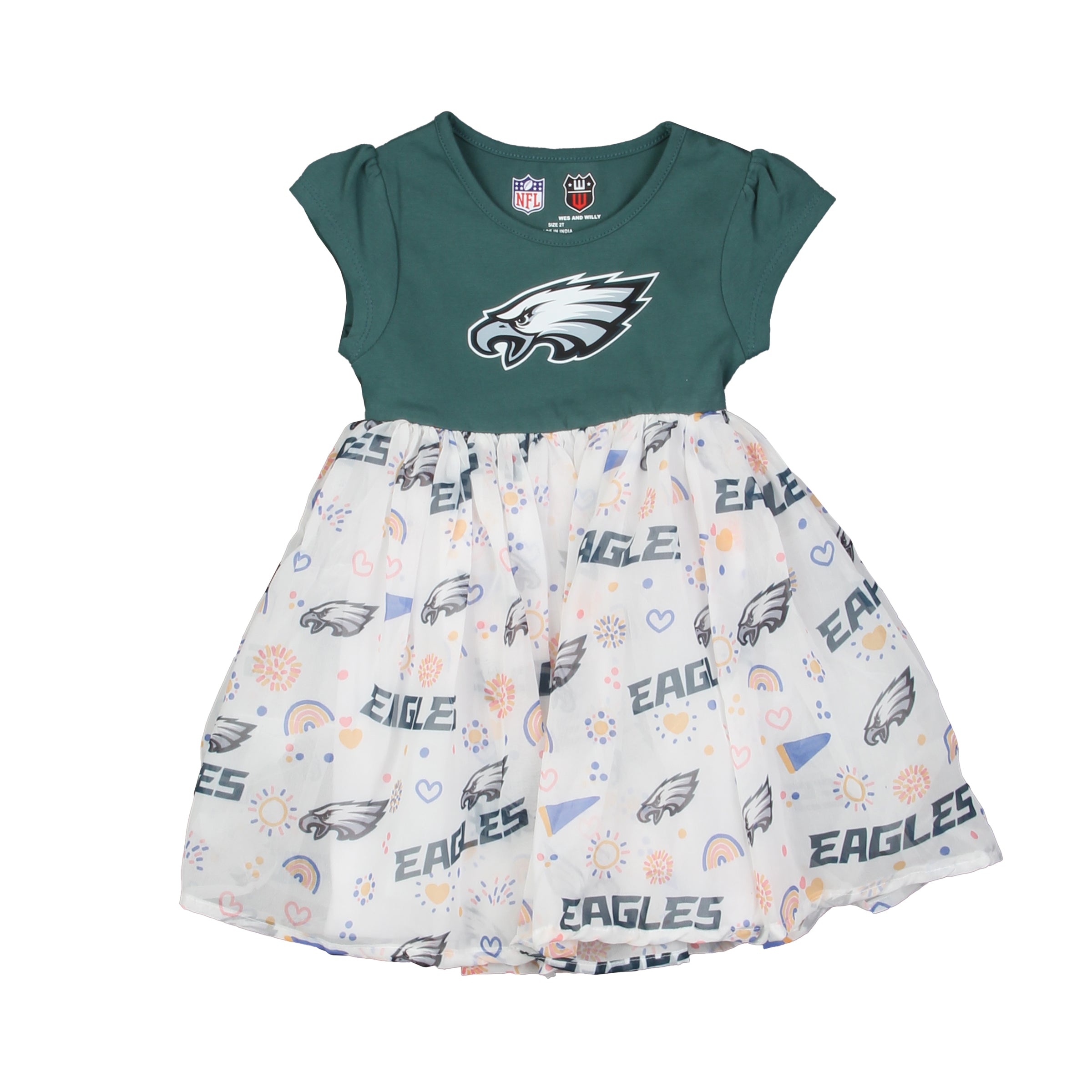 Girls Toddler Wes & Willy Midnight Green Philadelphia Eagles Princess Dress Size:3T