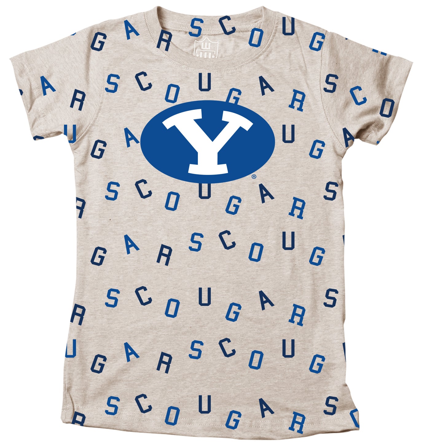 BYU Cougars Youth Girls Allover Print Team SS Tee