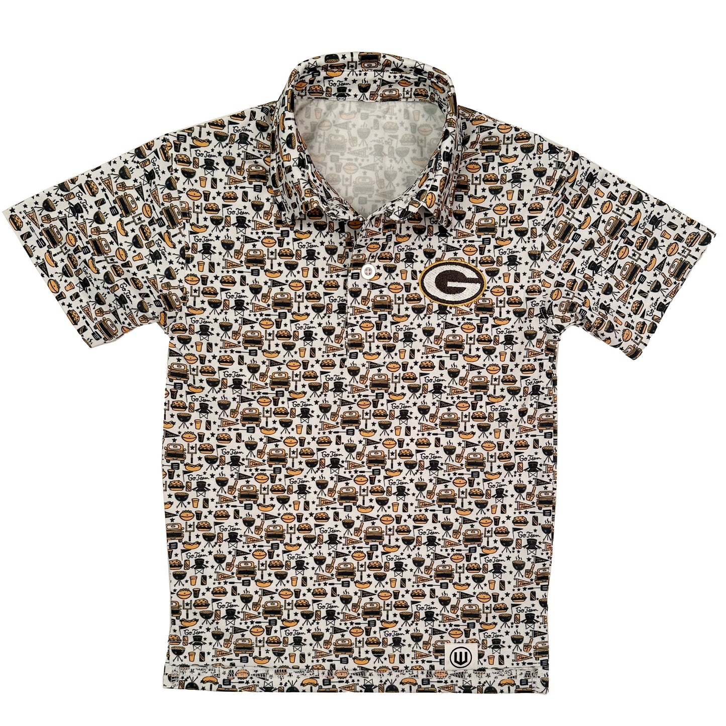 Green Bay Packers NFL Youth Allover Print Tailgate SS Polo