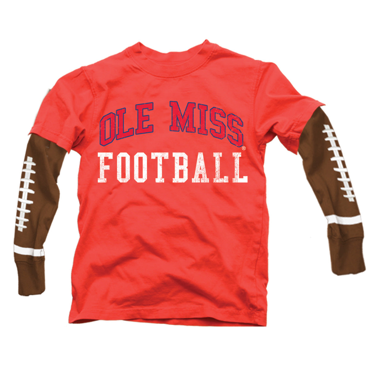 OLE MISS REBELS KID’S COLLEGIATE BROWN LEATHER CONCHO BELT.