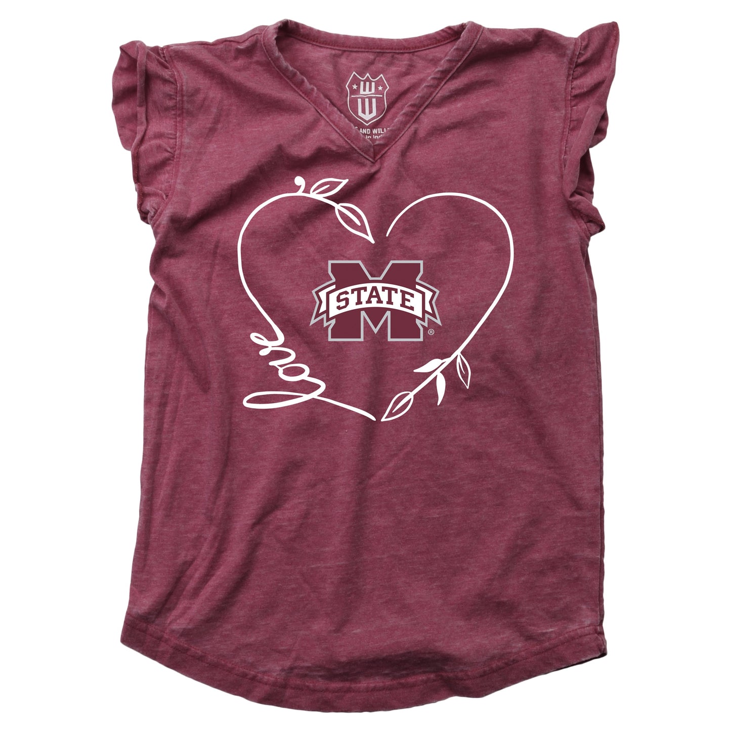 Mississippi State Bulldogs Youth Girls Burnout Ruffle Sleeve Tee