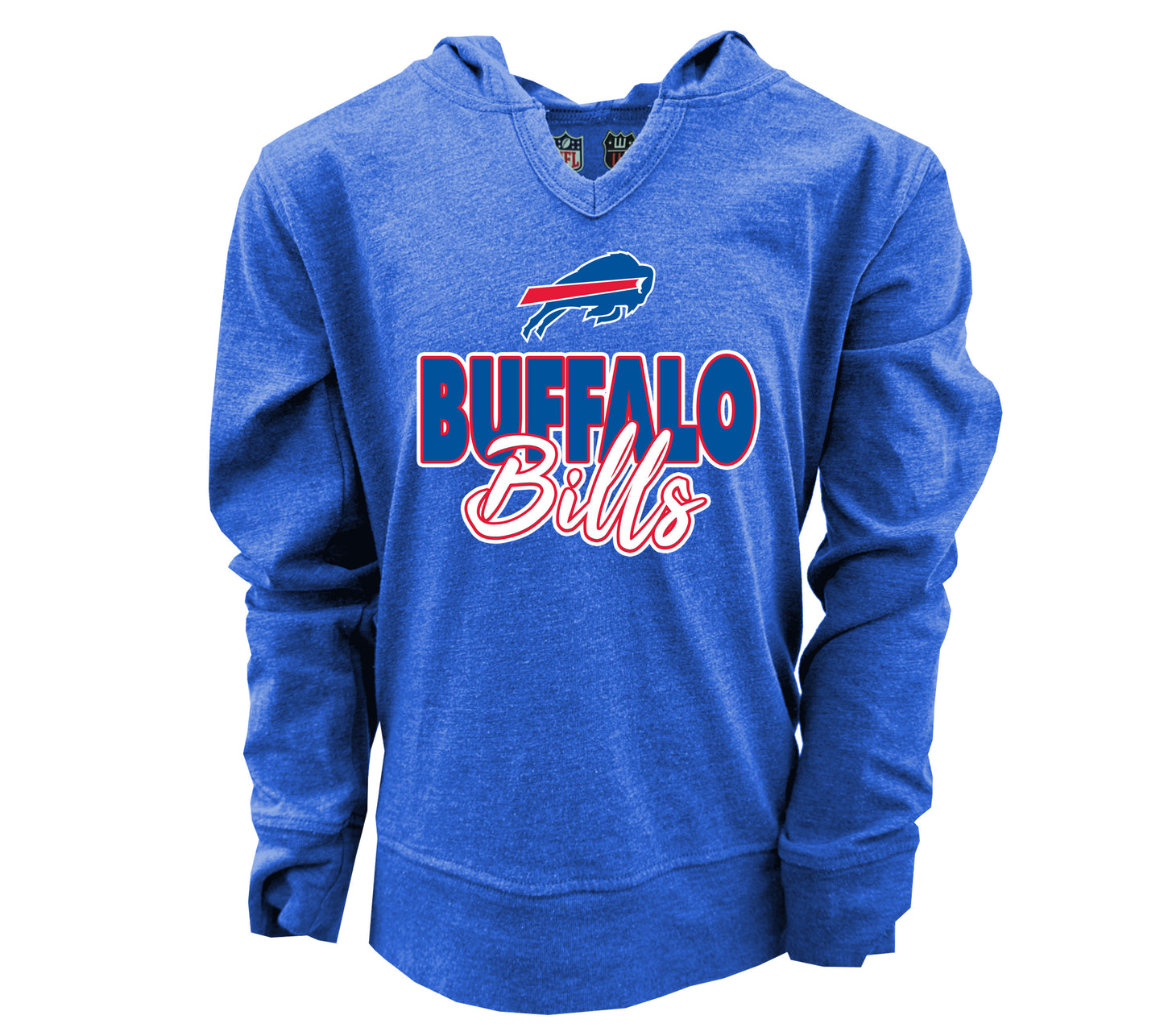 Buffalo Bills NFL Youth Girls Burnout V-neck Hoodie