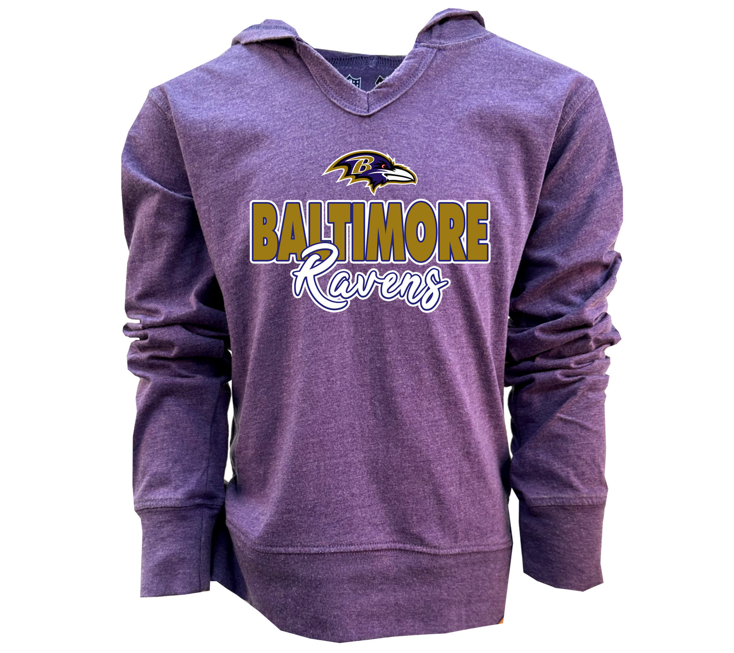 Baltimore Ravens  NFL Youth Girls Burnout V-neck Hoodie