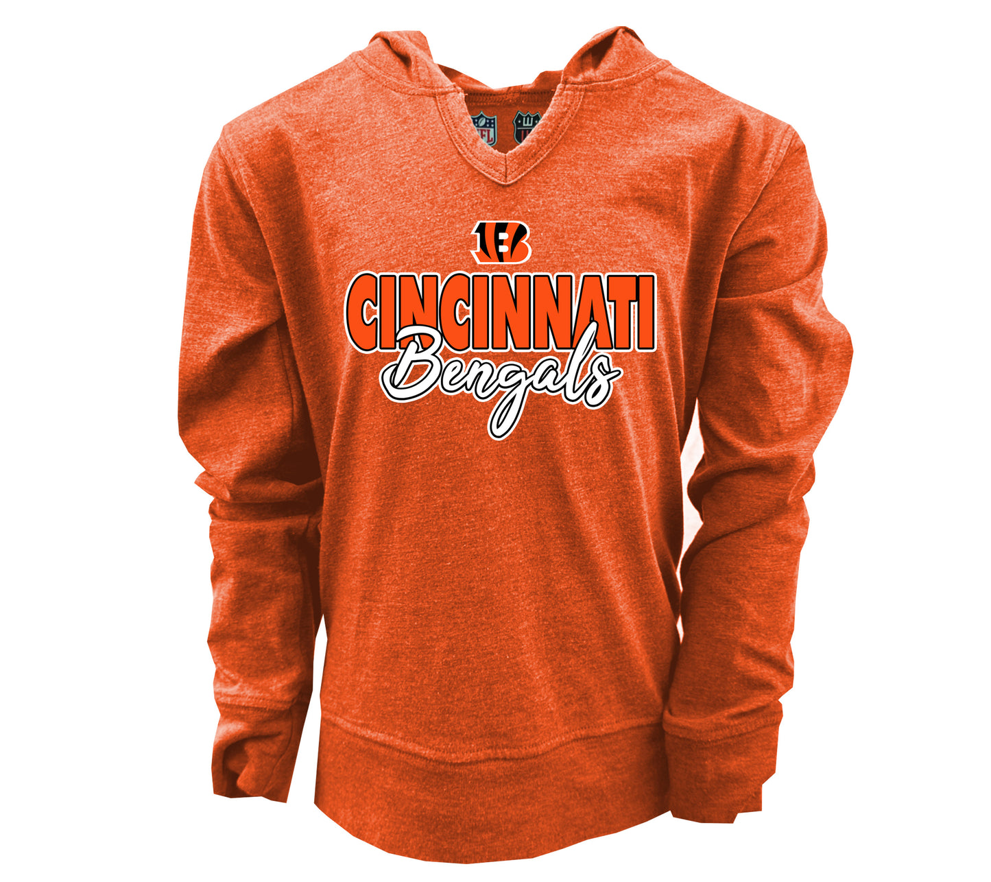 Cincinnati Bengals NFL Youth Girls Burnout V-neck Hoodie