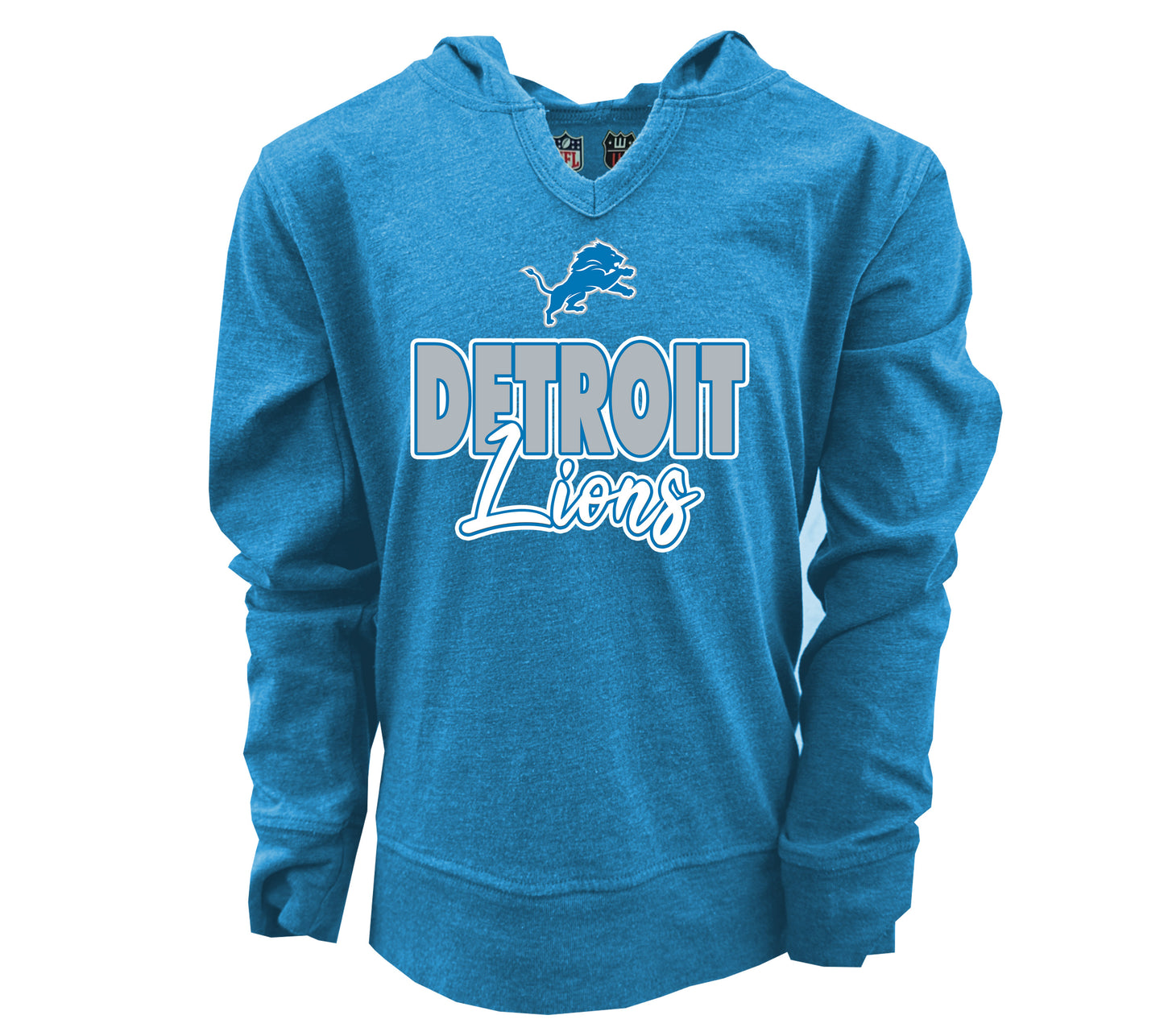 Detroit Lions NFL Youth Girls Burnout V-neck Hoodie