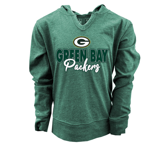 Green Bay Packers  NFL Girl's Youth Burnout V-neck Hoodie