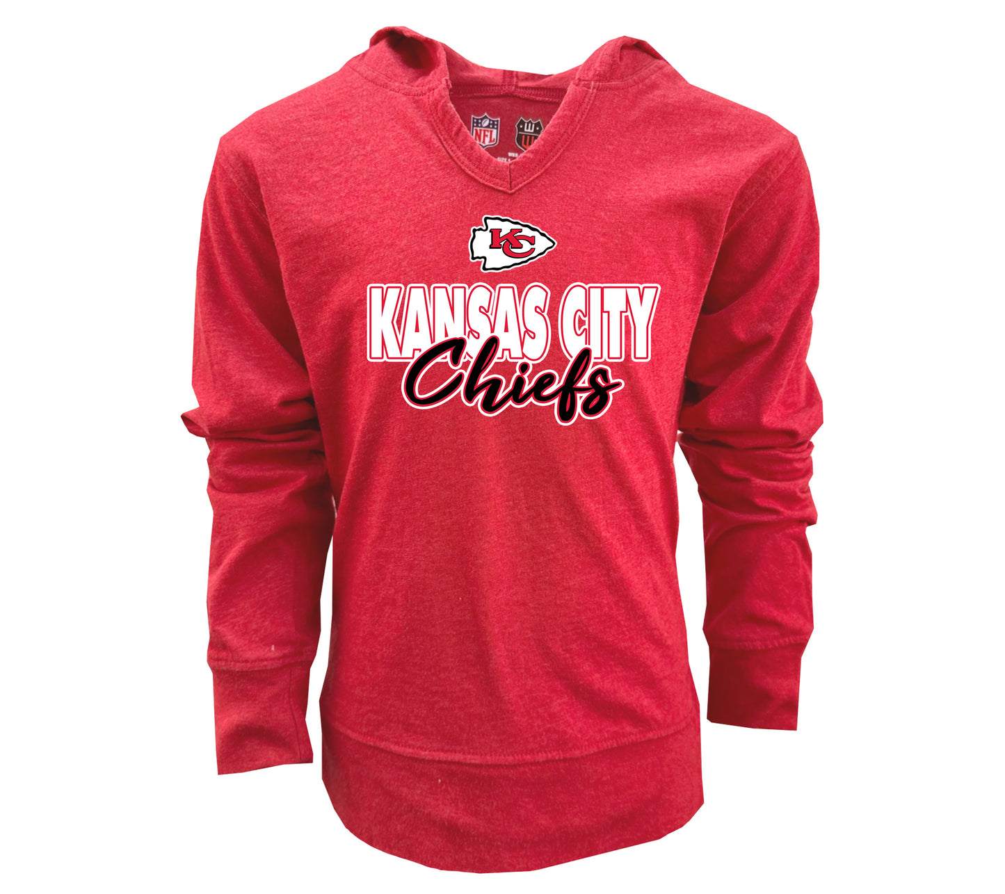 Kansas City Chiefs NFL Youth Girls Burnout V-neck Hoodie