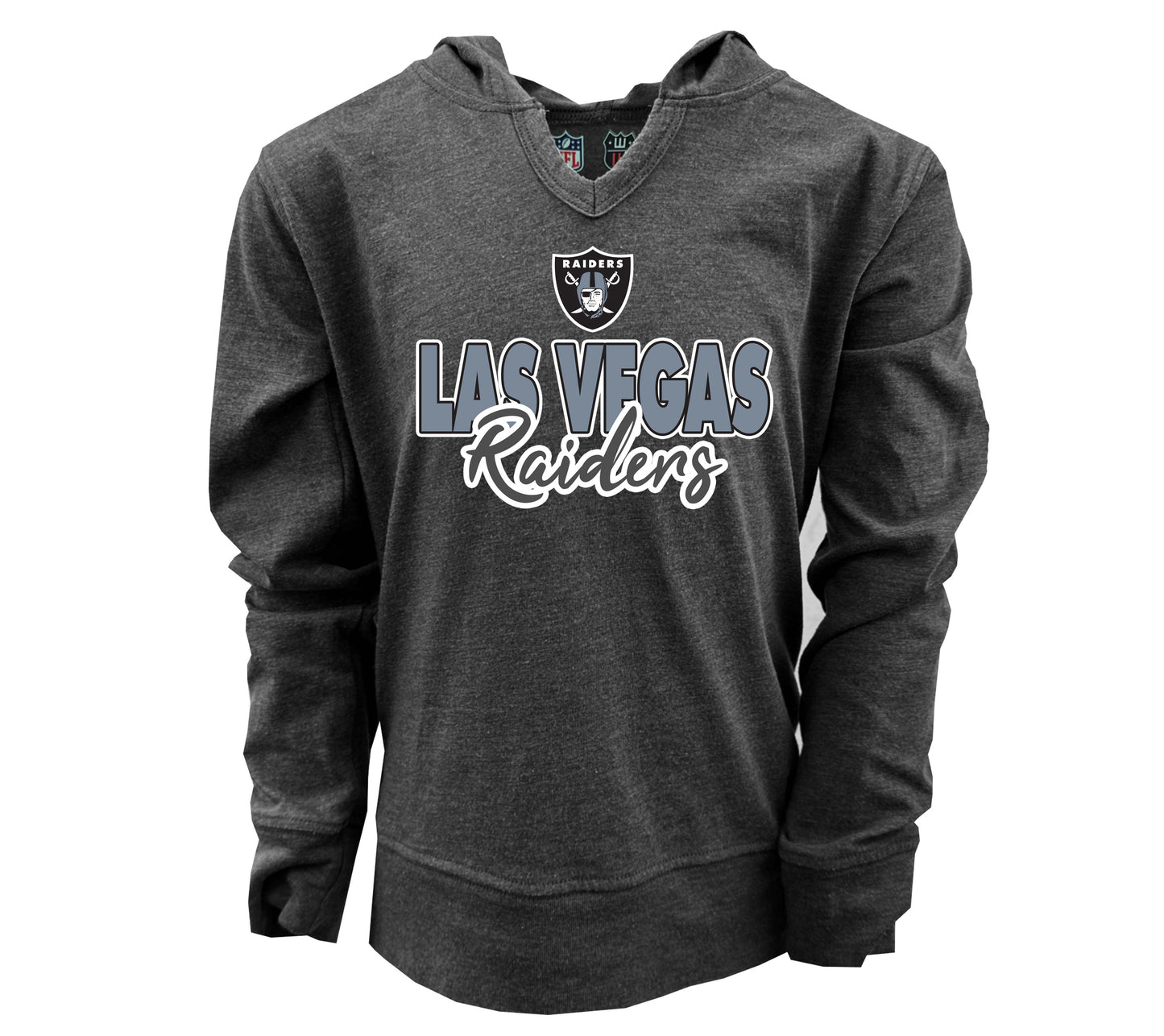 Las Vegas Raiders NFL Youth Girls Burnout V-neck Hoodie