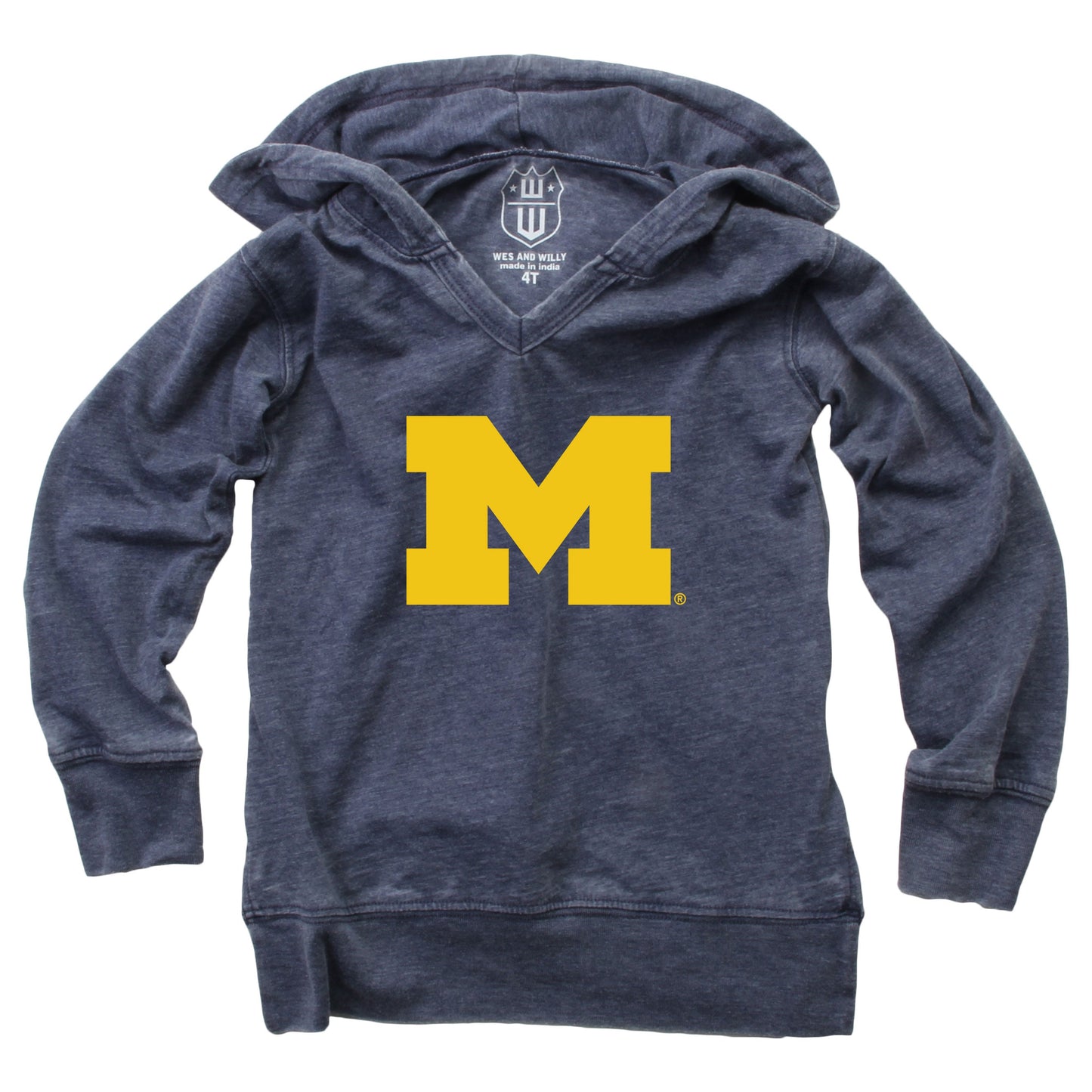 Michigan Wolverines Youth Girls Burnout V-Neck Hoodie