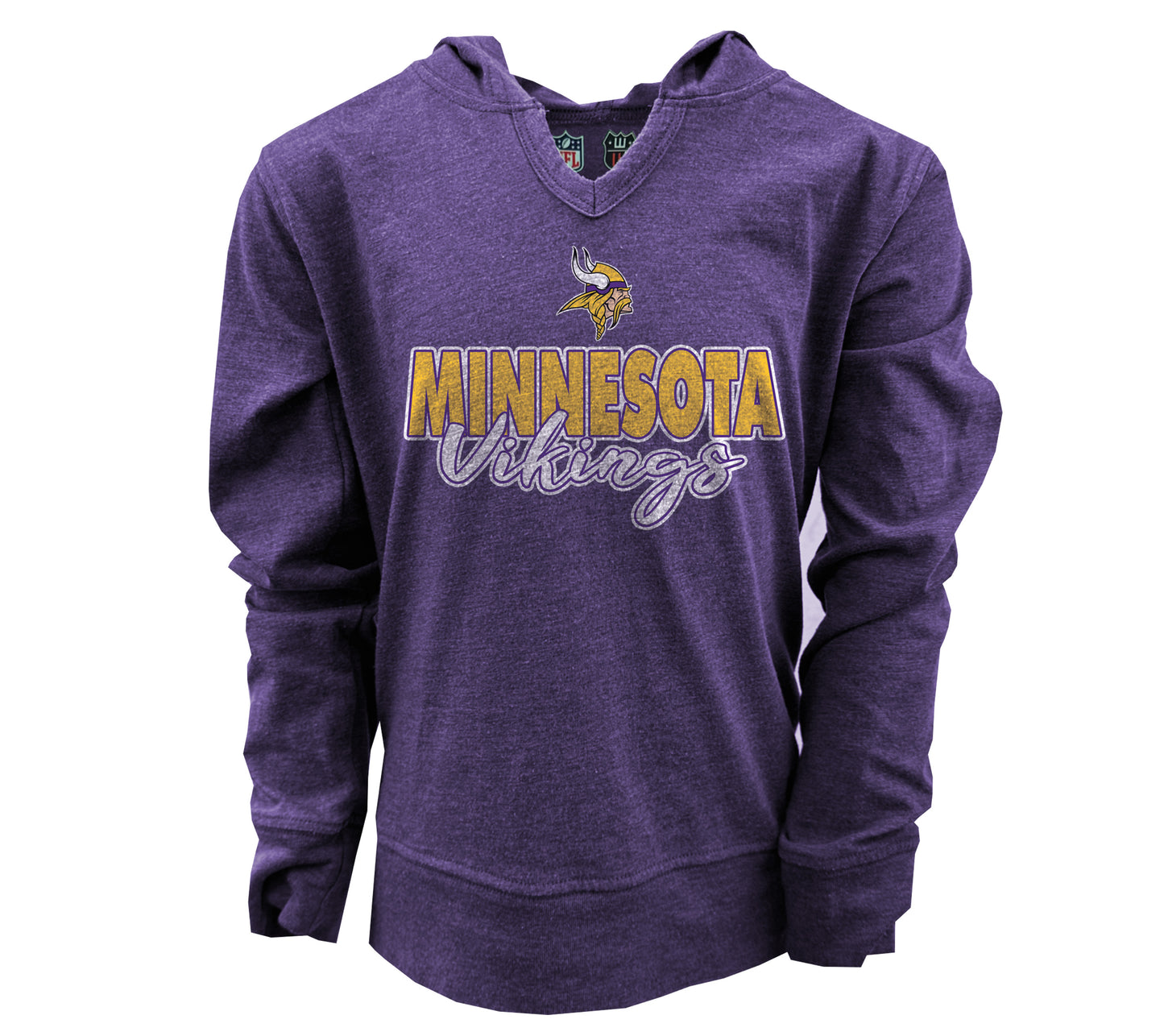 Minnesota Vikings NFL Youth Girls Burnout V-neck Hoodie