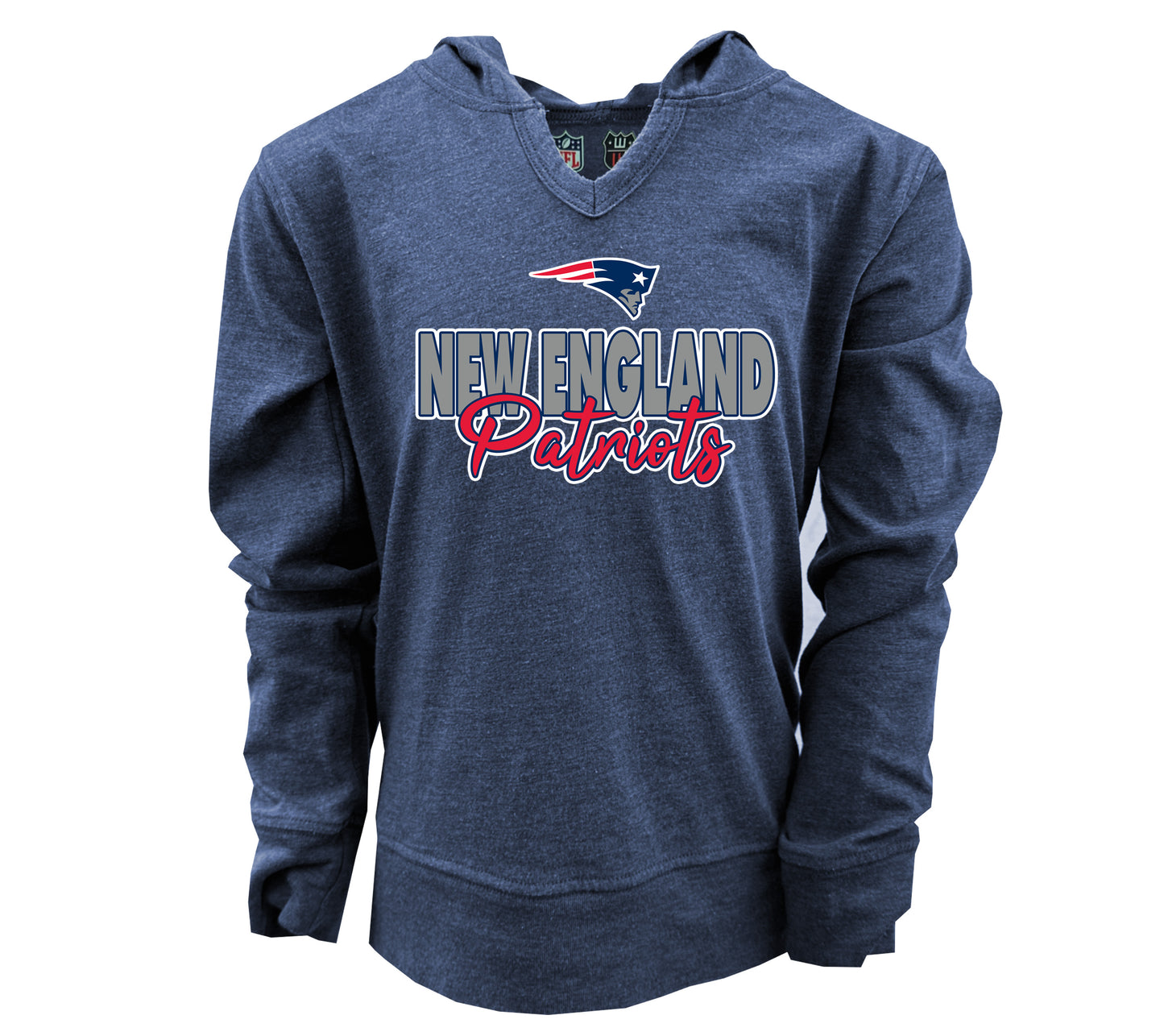 New England Patriots NFL Youth Girls Burnout V-neck Hoodie