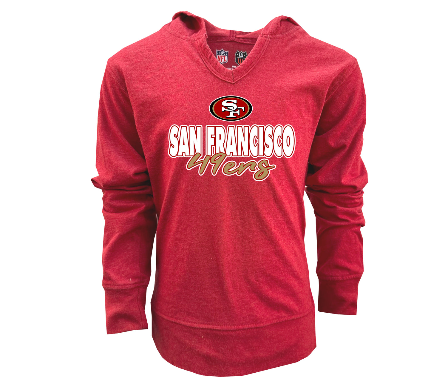 San Francisco 49ers NFL Youth Girls Burnout V-neck Hoodie