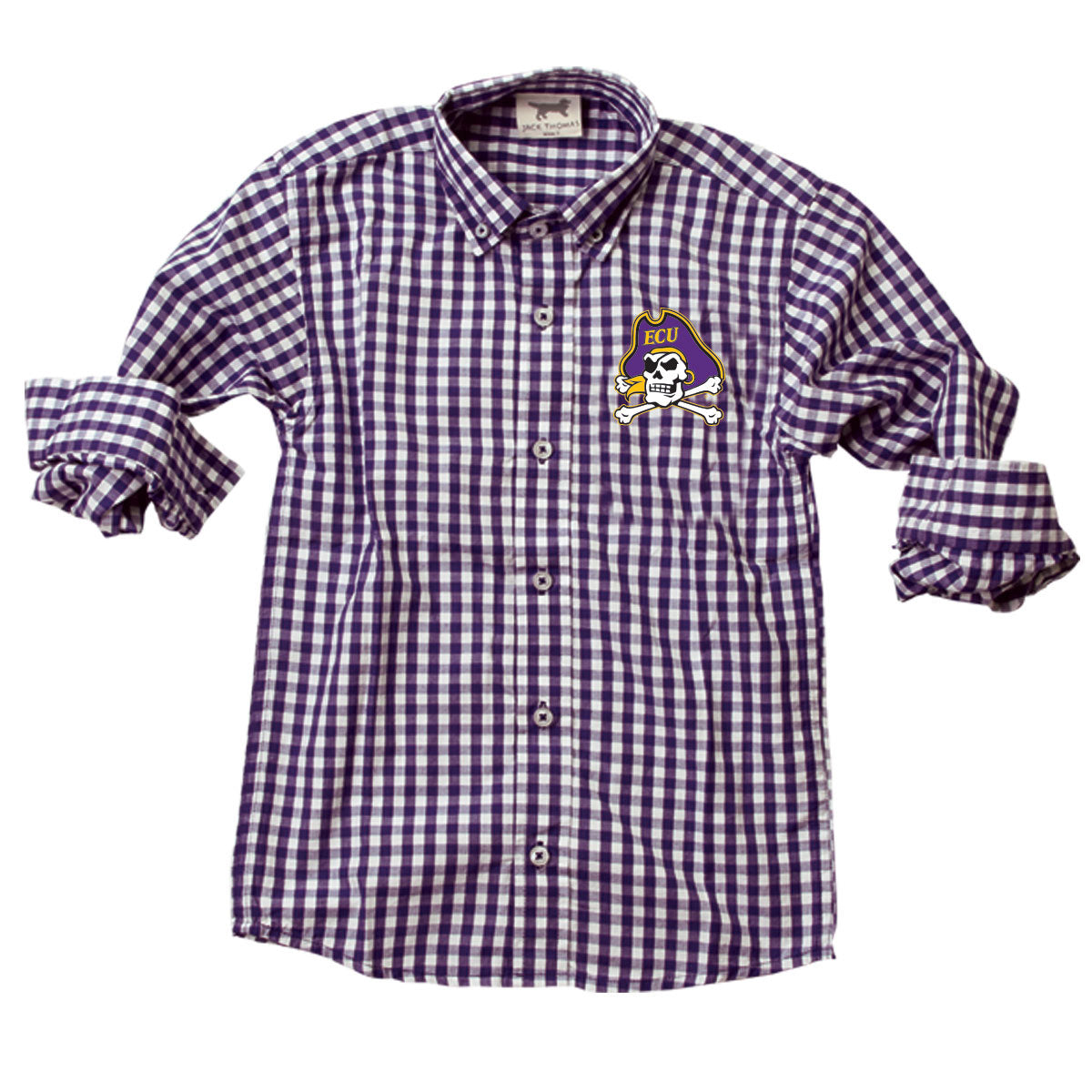 East Carolina Pirates Youth Boys LS Gingham Shirt