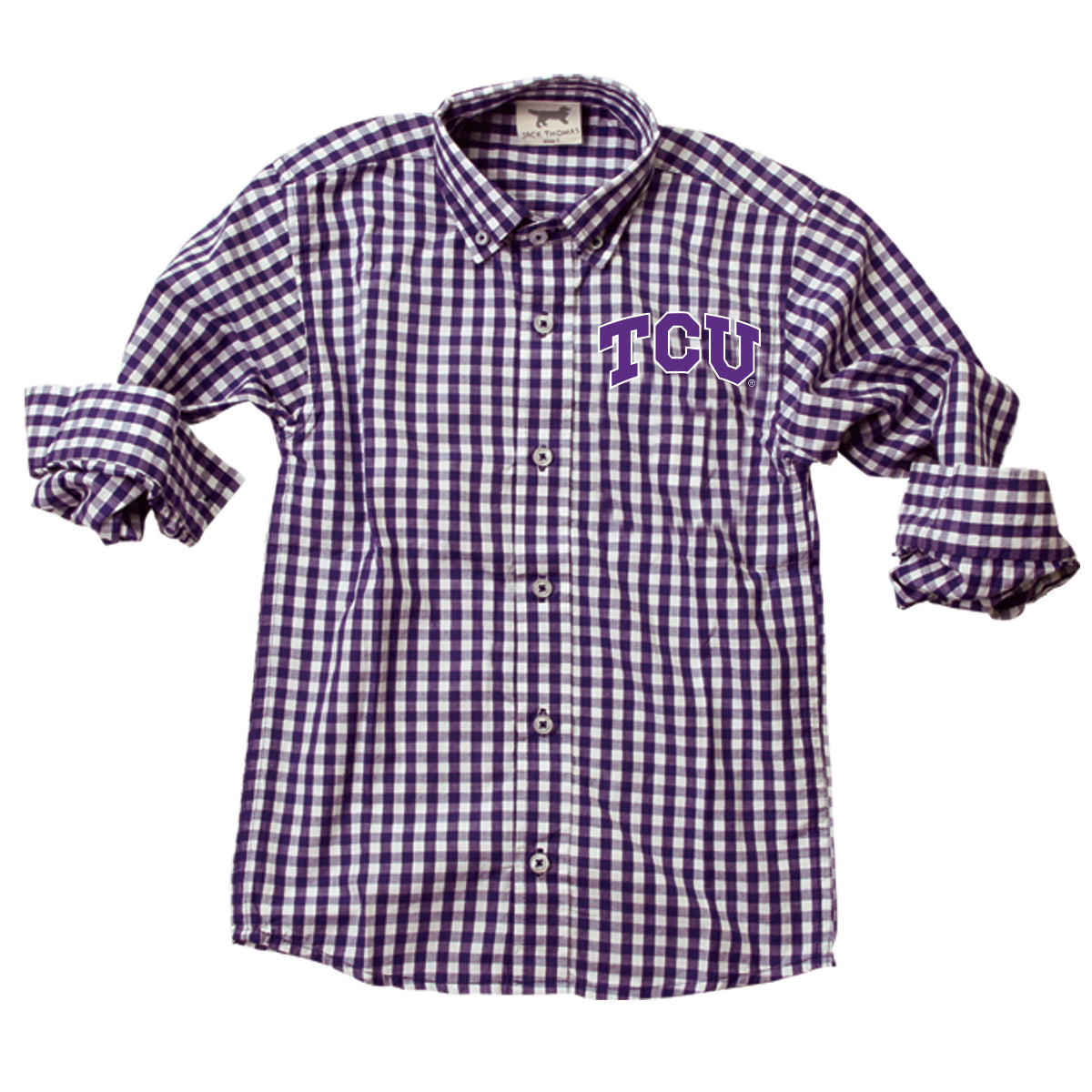 TCU Horned Frogs Youth Boys LS Gingham Shirt
