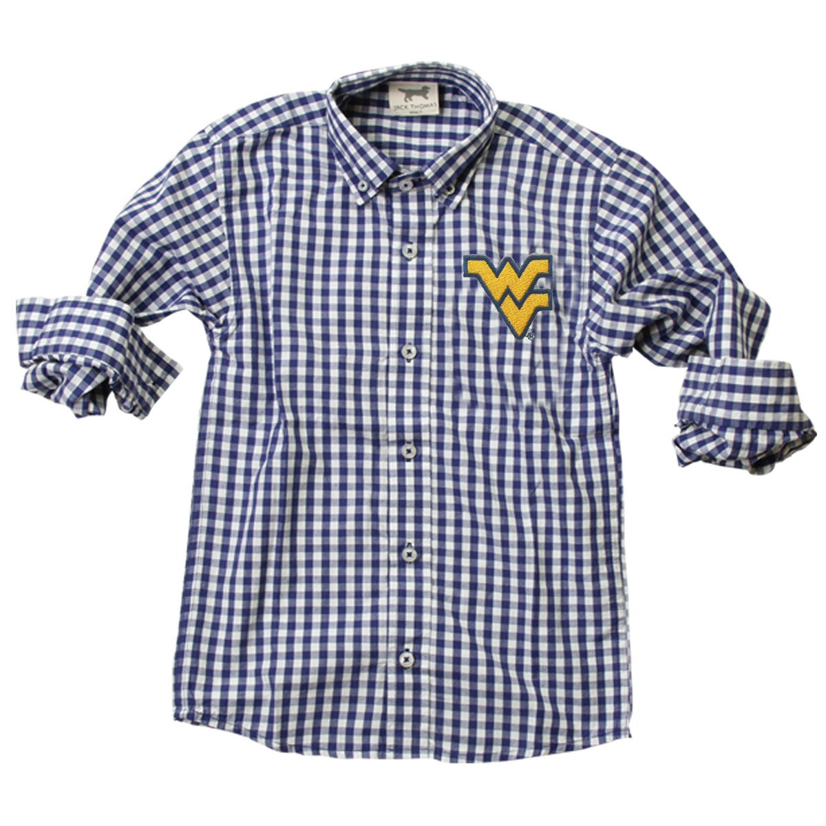 West Virginia Mountaineers Youth Boys LS Gingham Shirt