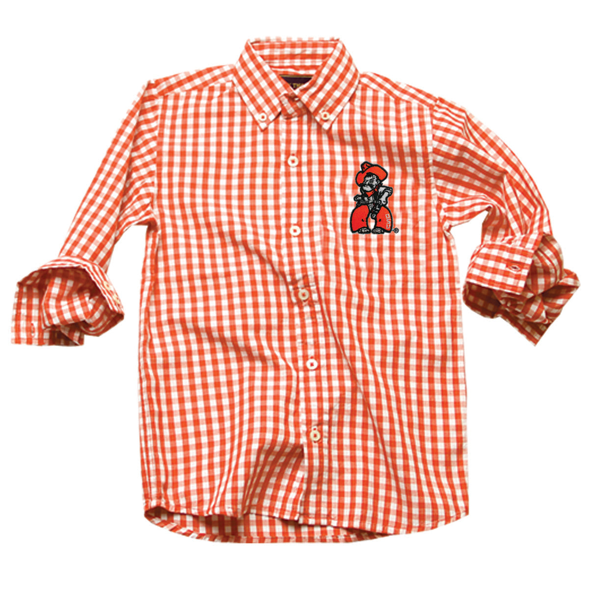 Oklahoma State Cowboys Youth Boys LS Gingham Shirt