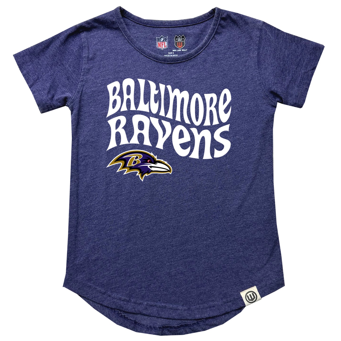 Baltimore Ravens NFL Girls SS Burn Out Tee Shirt