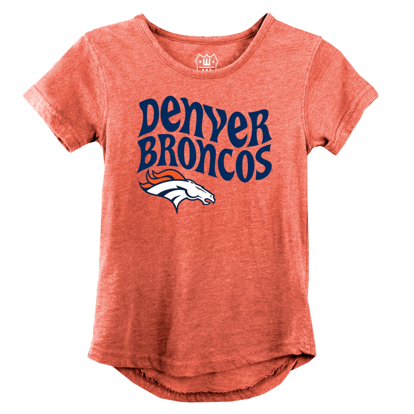 Denver Broncos NFL Girls SS Burn Out Tee Shirt - Orange
