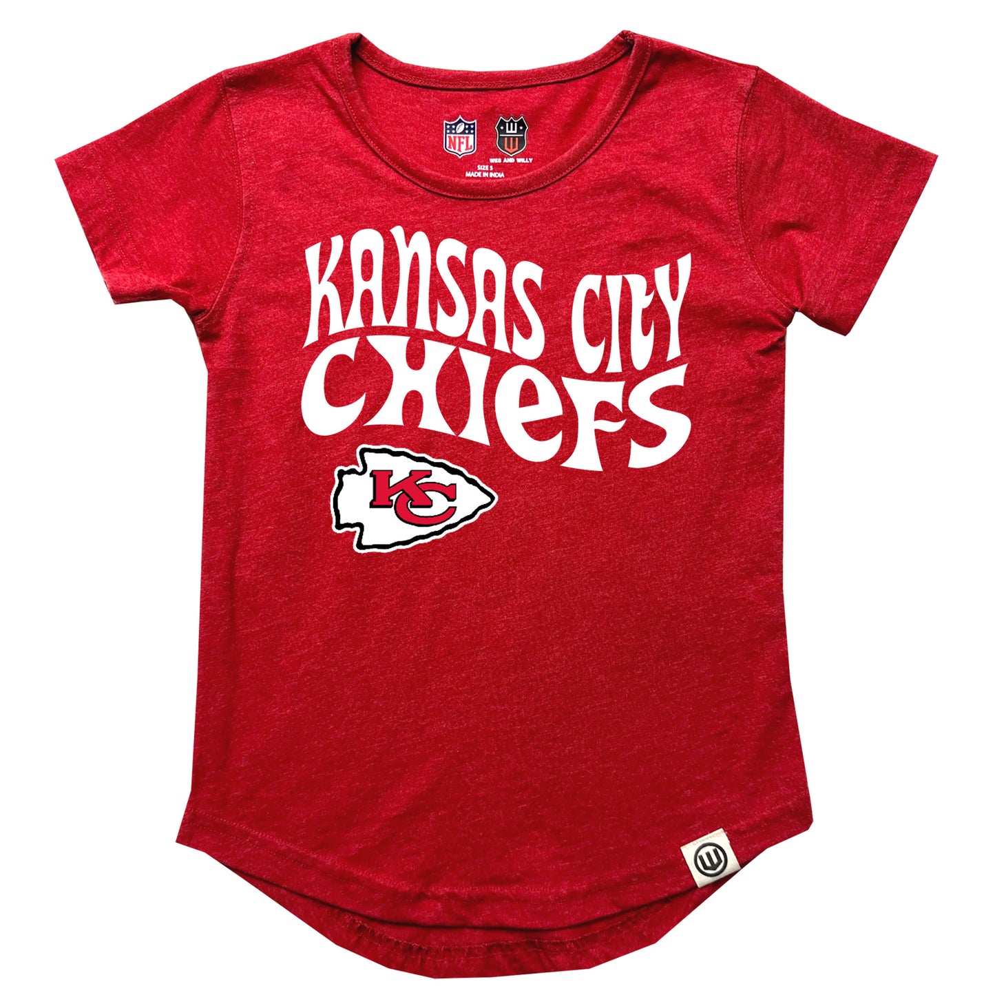Kansas City Chiefs NFL Girls SS Burn Out Tee Shirt