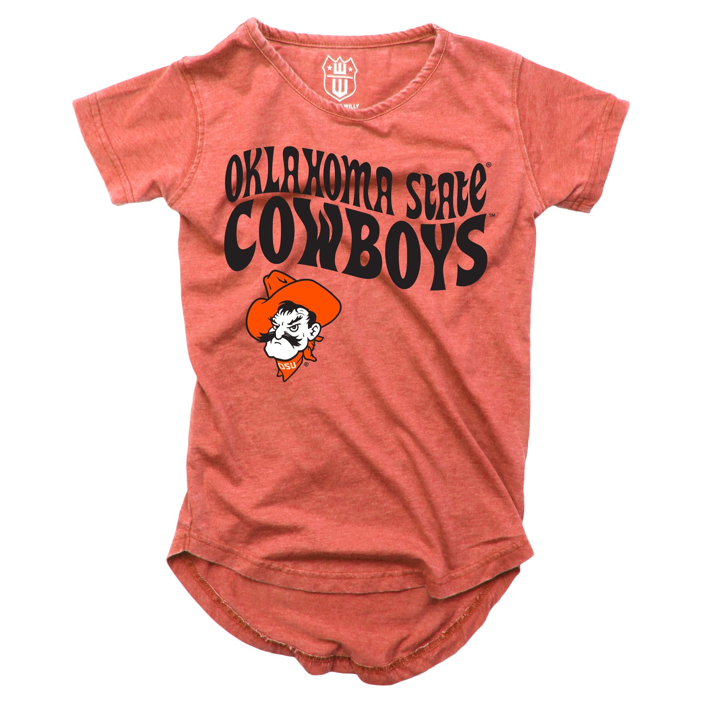 Oklahoma State Cowboys Youth Girls Burnout High Low Tee