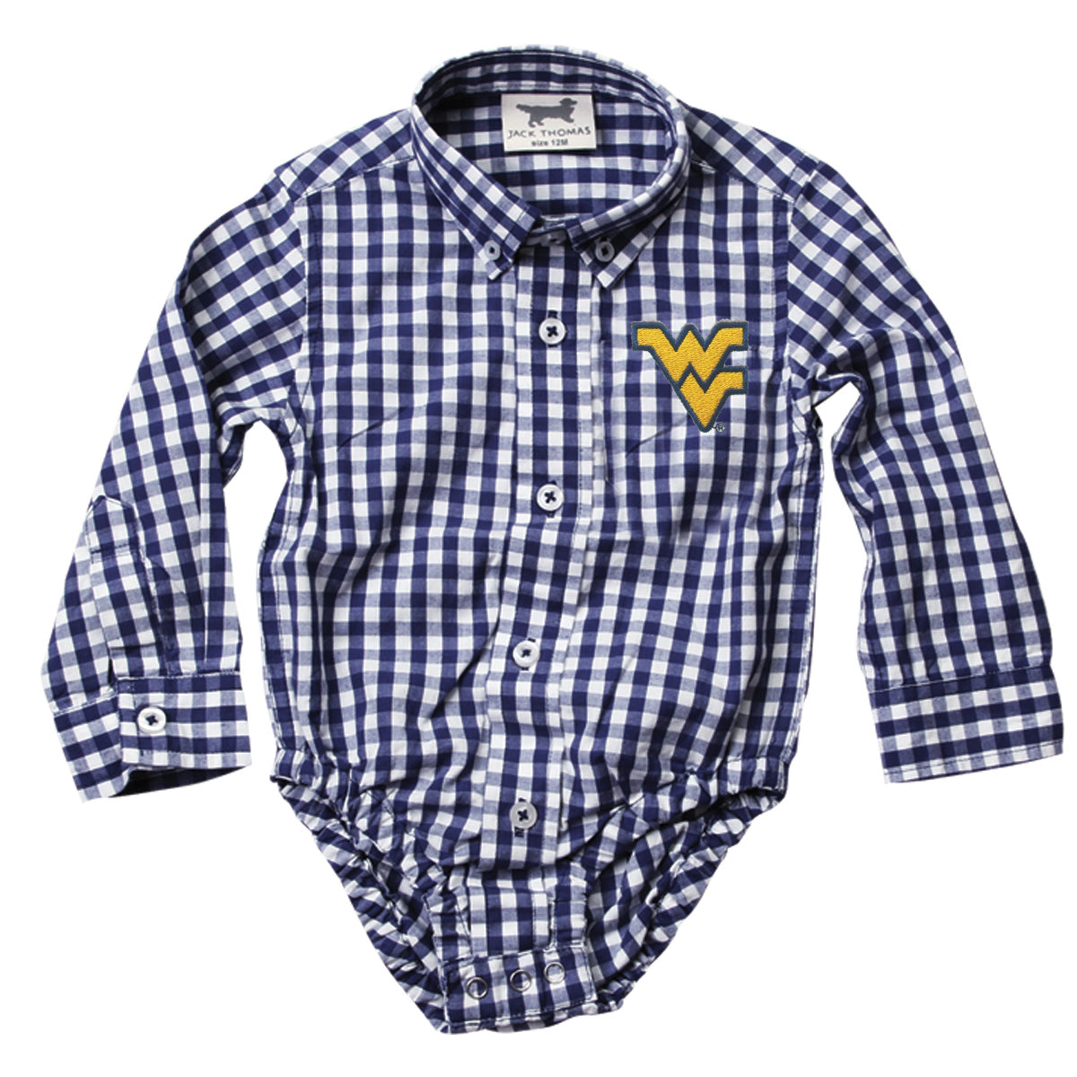 West Virginia Mountaineers Infant LS Gingham Onesie