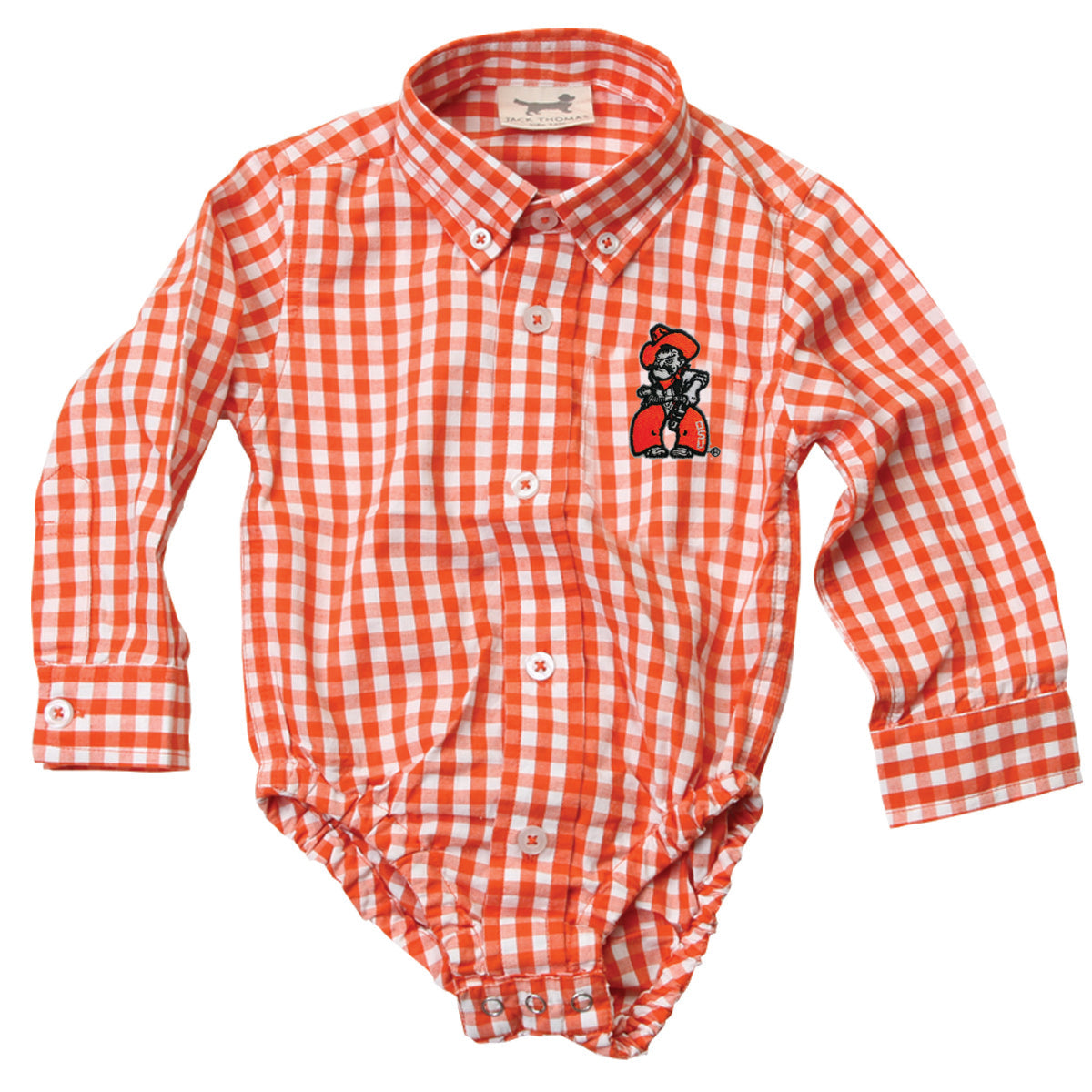 Oklahoma State Cowboys Infant LS Gingham Onesie