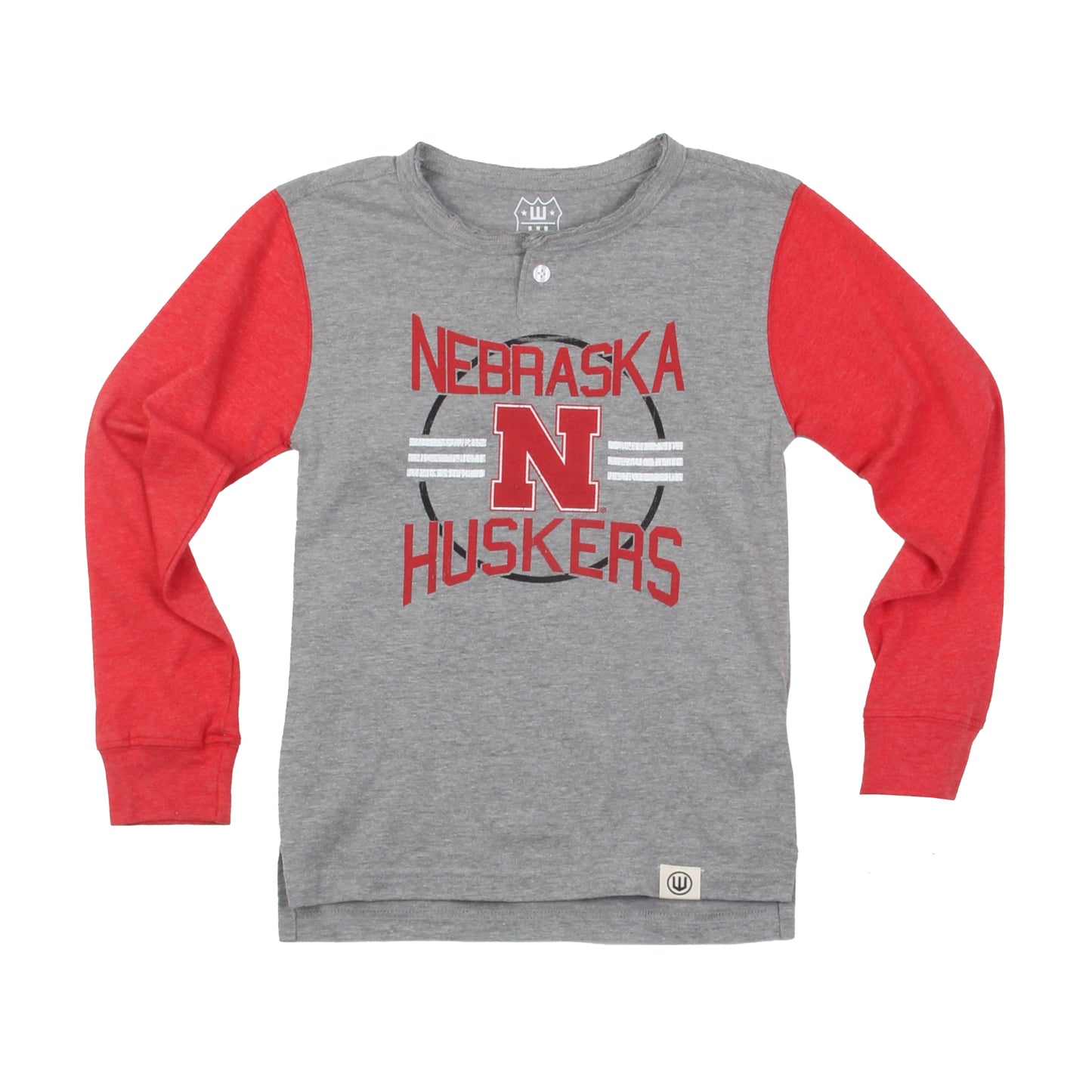Nebraska Huskers Youth Boys Long Sleeve Baseball Henley