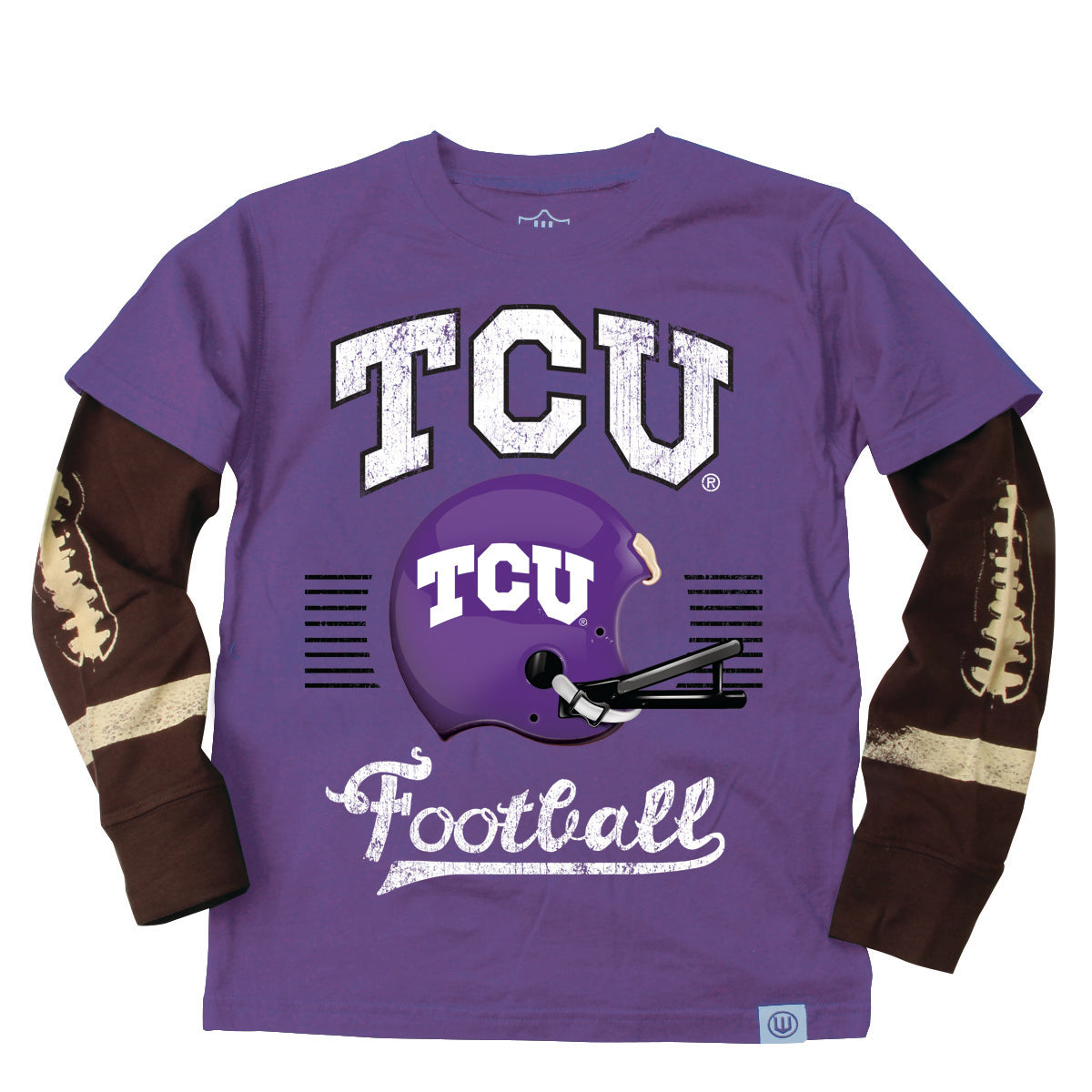 TCU Horned Frogs Youth Fball Sleeve 2 in 1 Tee
