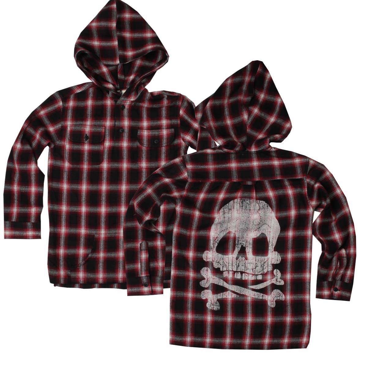 Youth Boys Wine Plaid Hoodie