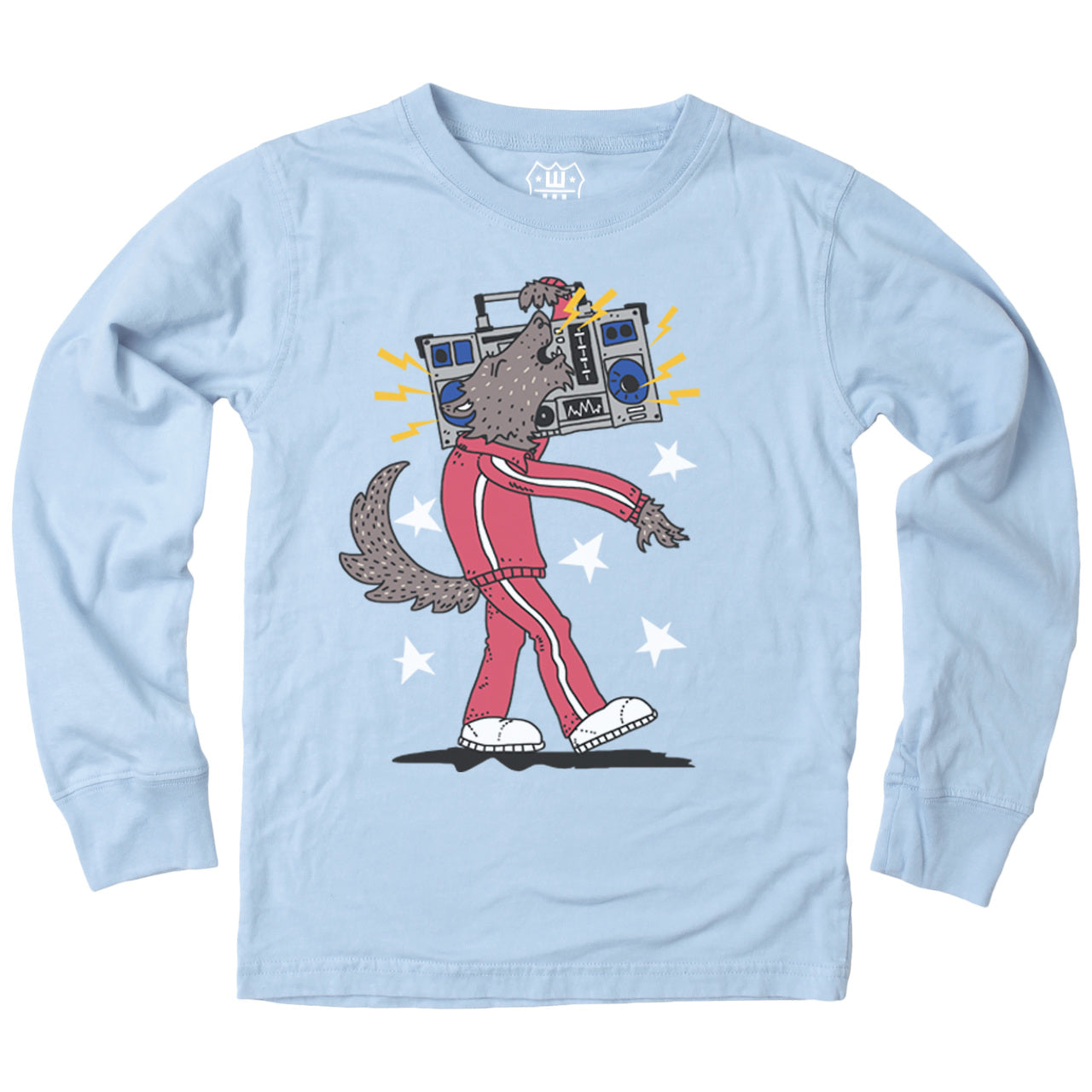 Youth Boys Cool Wolf Graphic Tee-Sky Blue