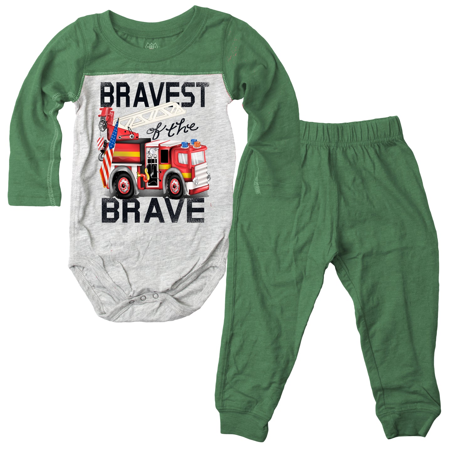 Infant Brave Firetruck Slub LS Set