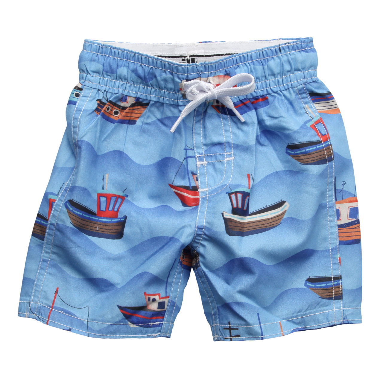 Youth Boys Fishing Boats Swim Trunks