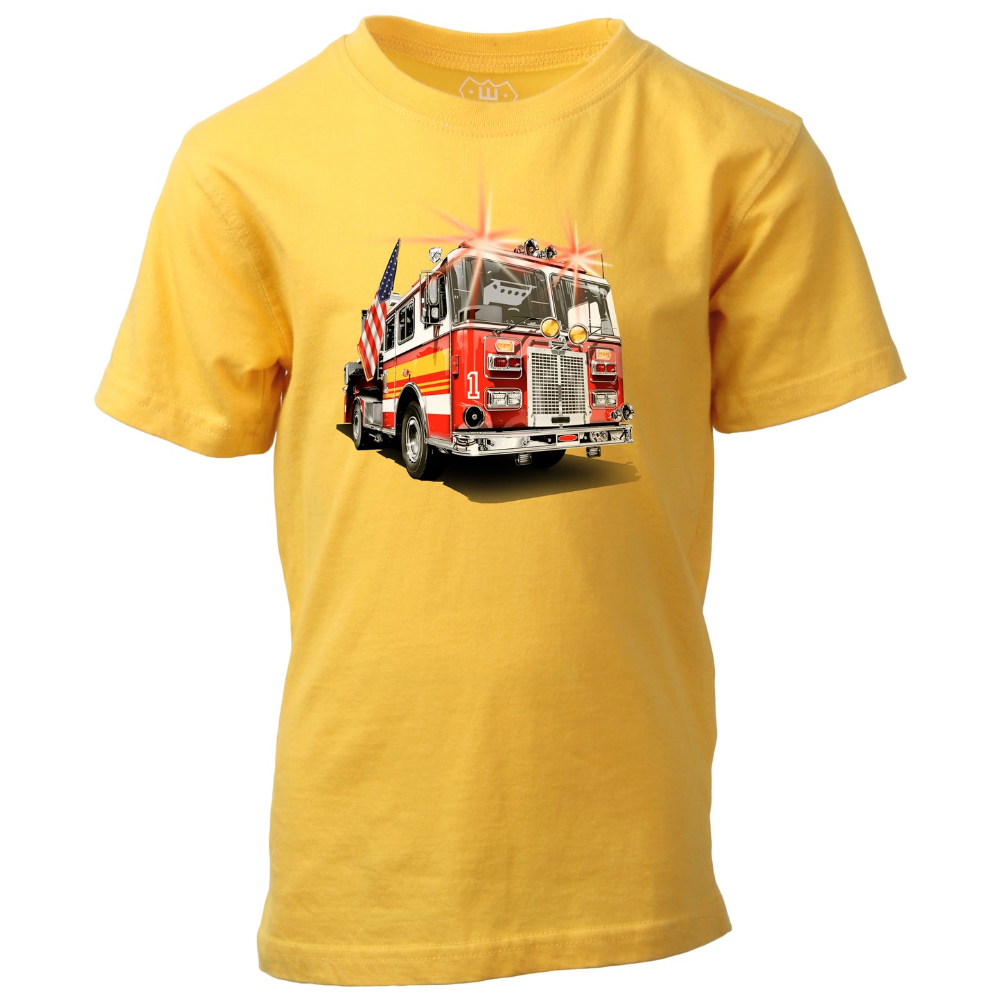 Youth Boys Fire Truck SS Tee - Gold