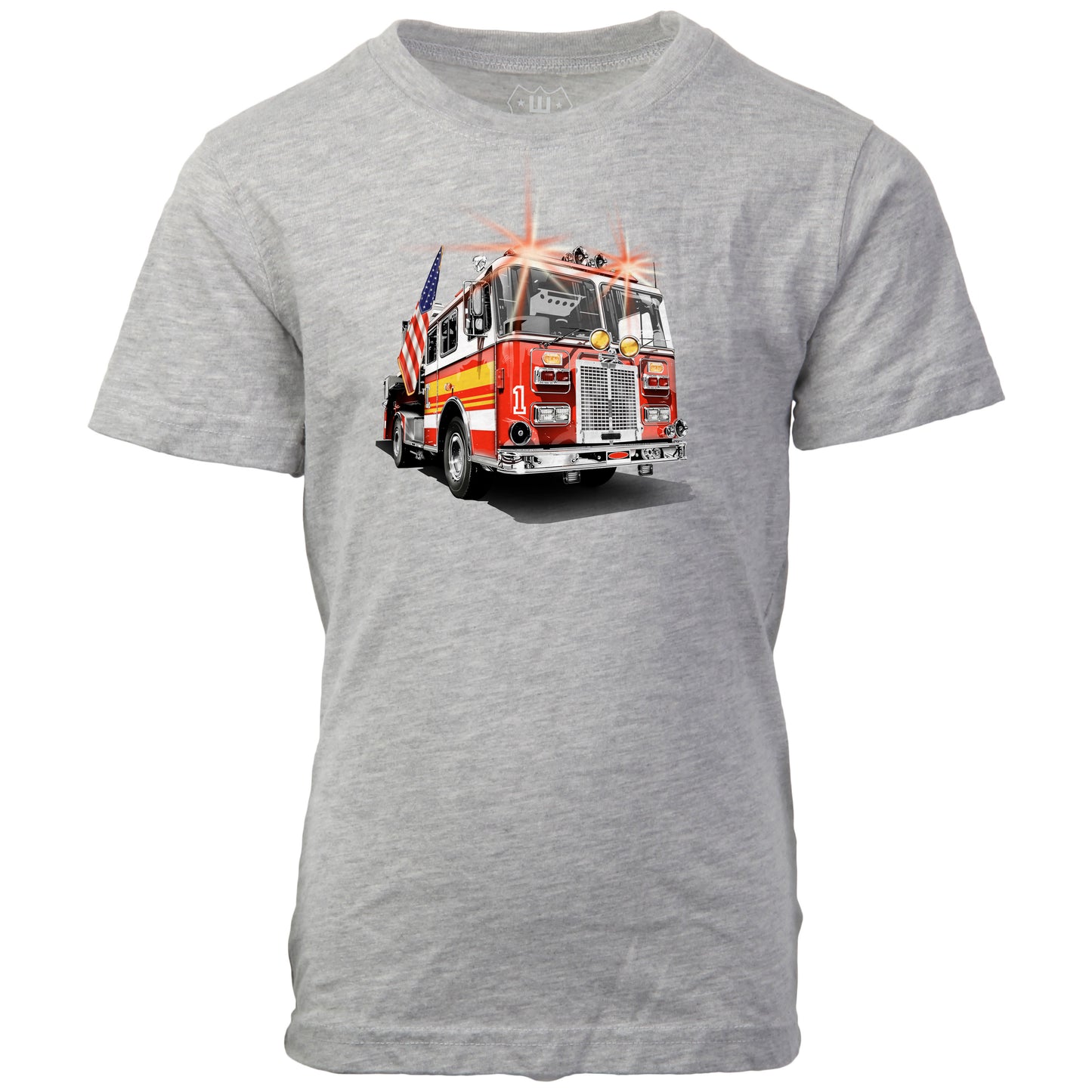 Youth Boys Fire Truck SS Tee - Heather