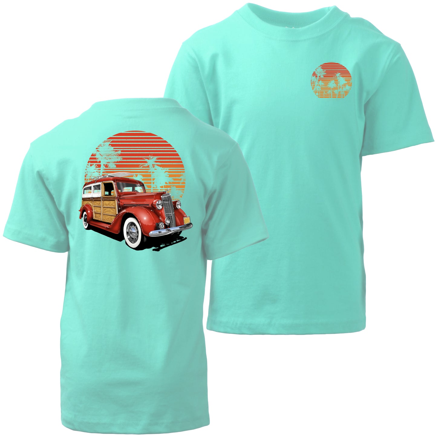Youth Boys F/B Woody Sunset SS Tee - Sea Glass