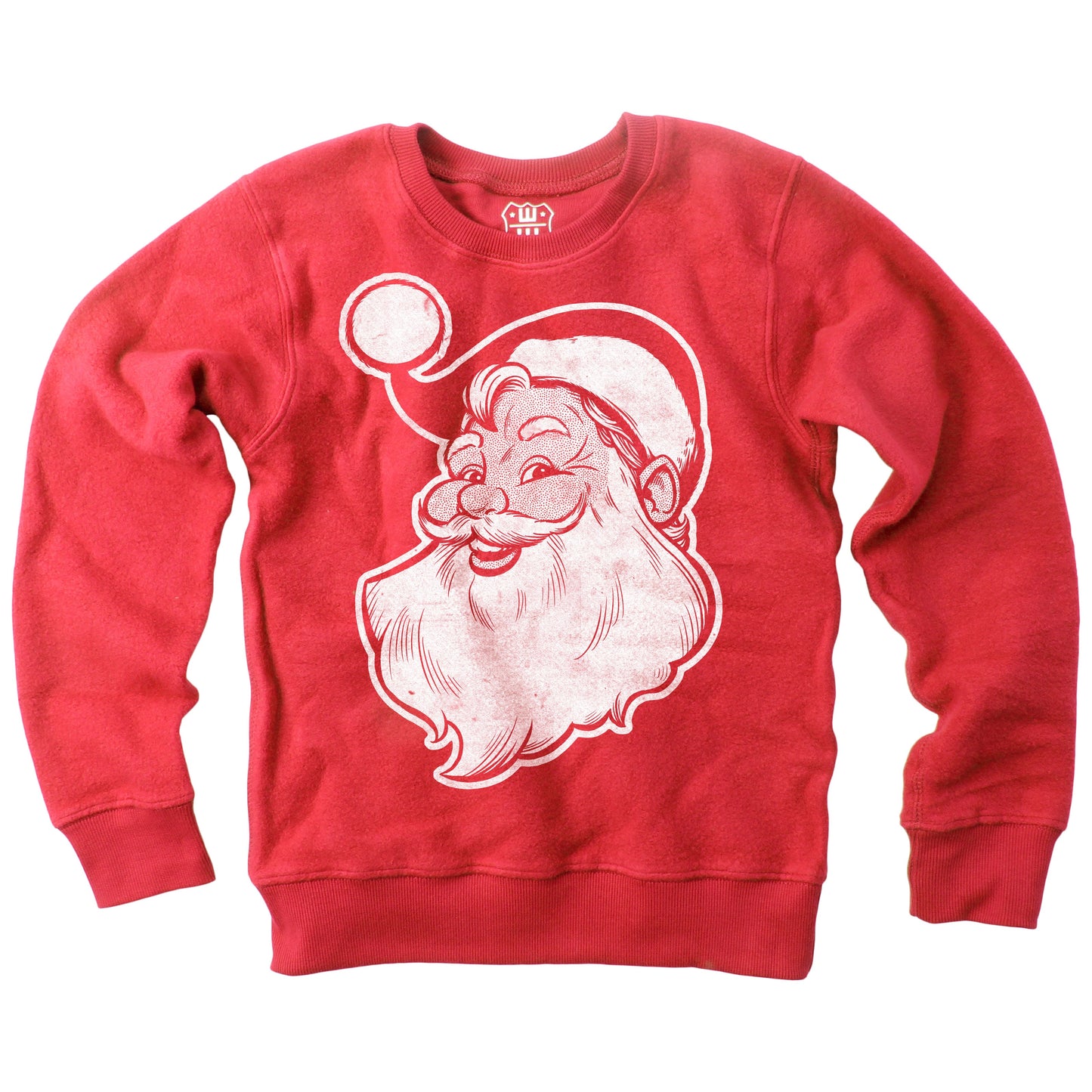 Youth Boys Santa Face Reverse Fleece Crew