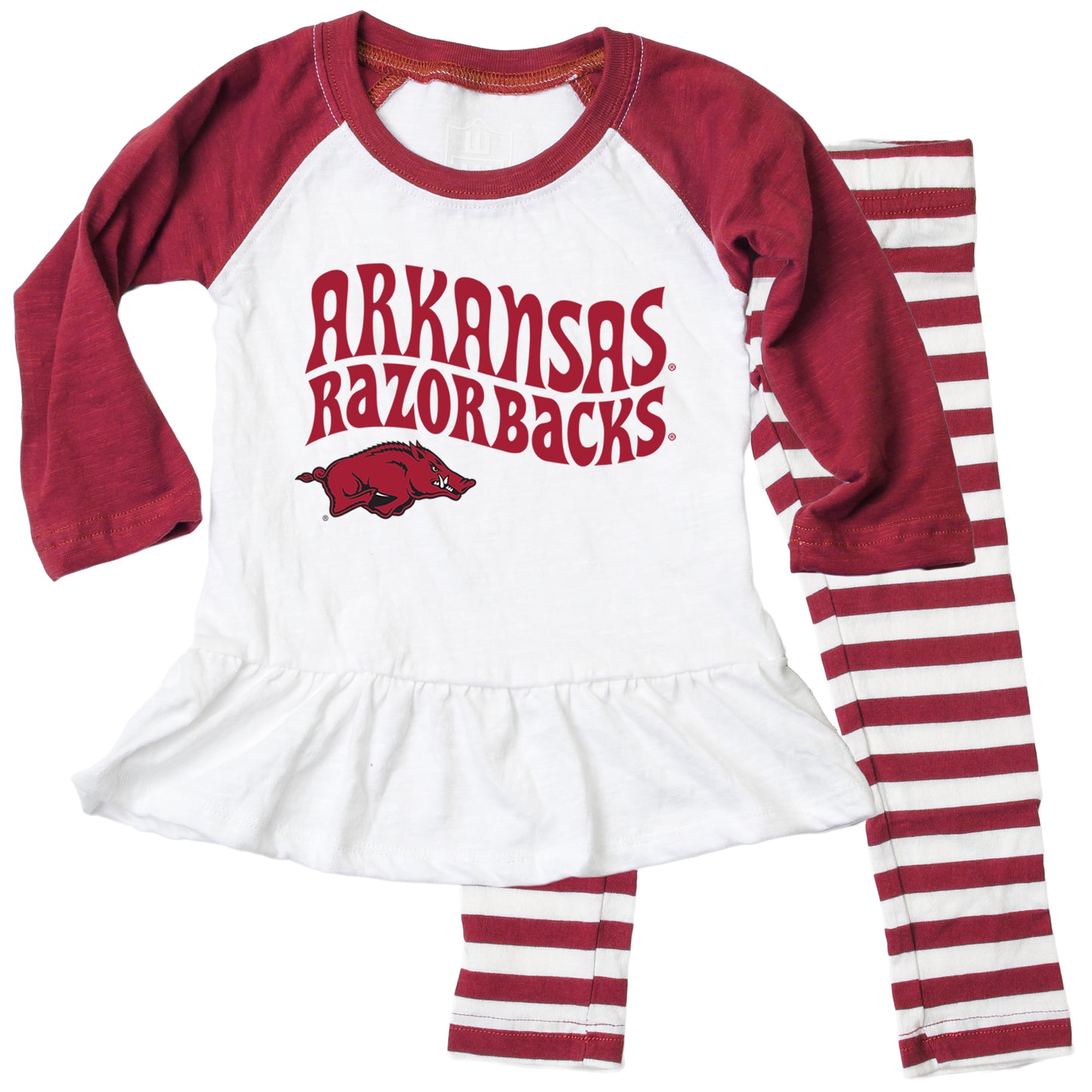 Arkansas Razorbacks NCAA Infant Girls Ruffle Raglan Set