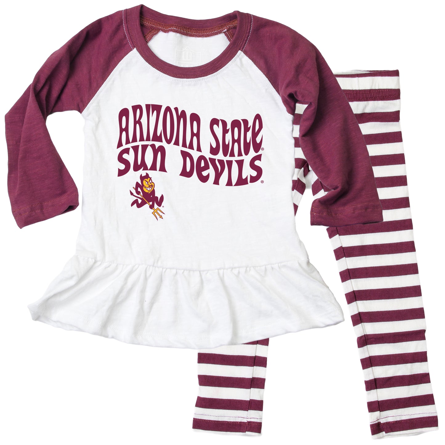 Arizona State Sun Devils NCAA Infant Girls Ruffle Raglan Set