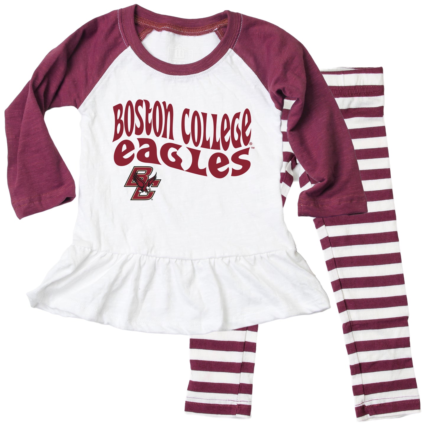 Boston College Eagles NCAA Infant Girls Ruffle Raglan Set