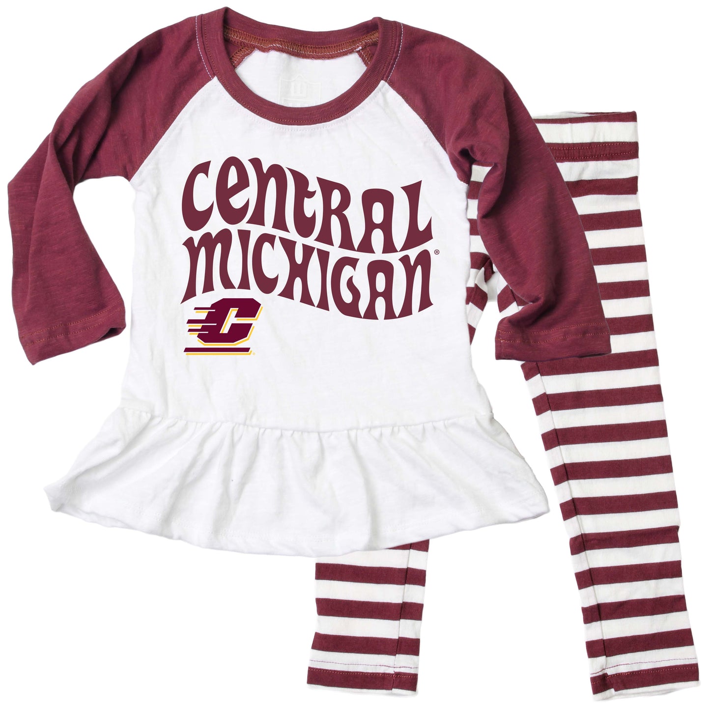 Central Michigan Chippewas NCAA Infant Girls Ruffle Raglan Set