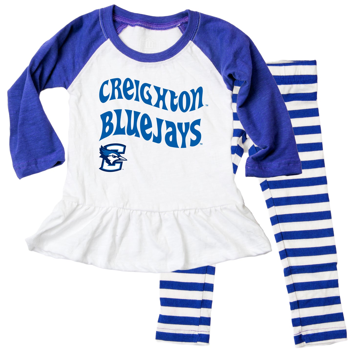 Creighton Bluejays NCAA Infant Girls Ruffle Raglan Set
