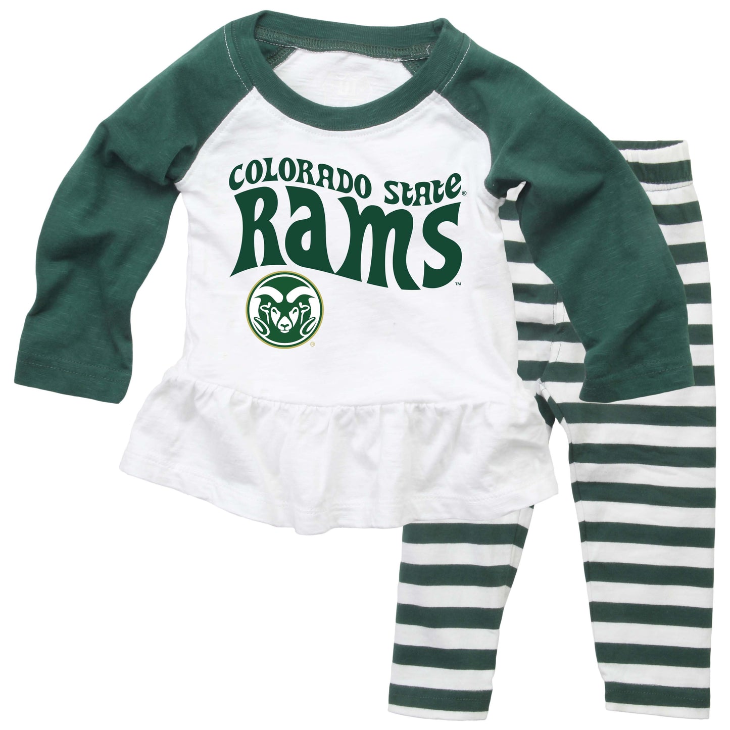 Colorado State Rams NCAA Infant Girls Ruffle Raglan Set